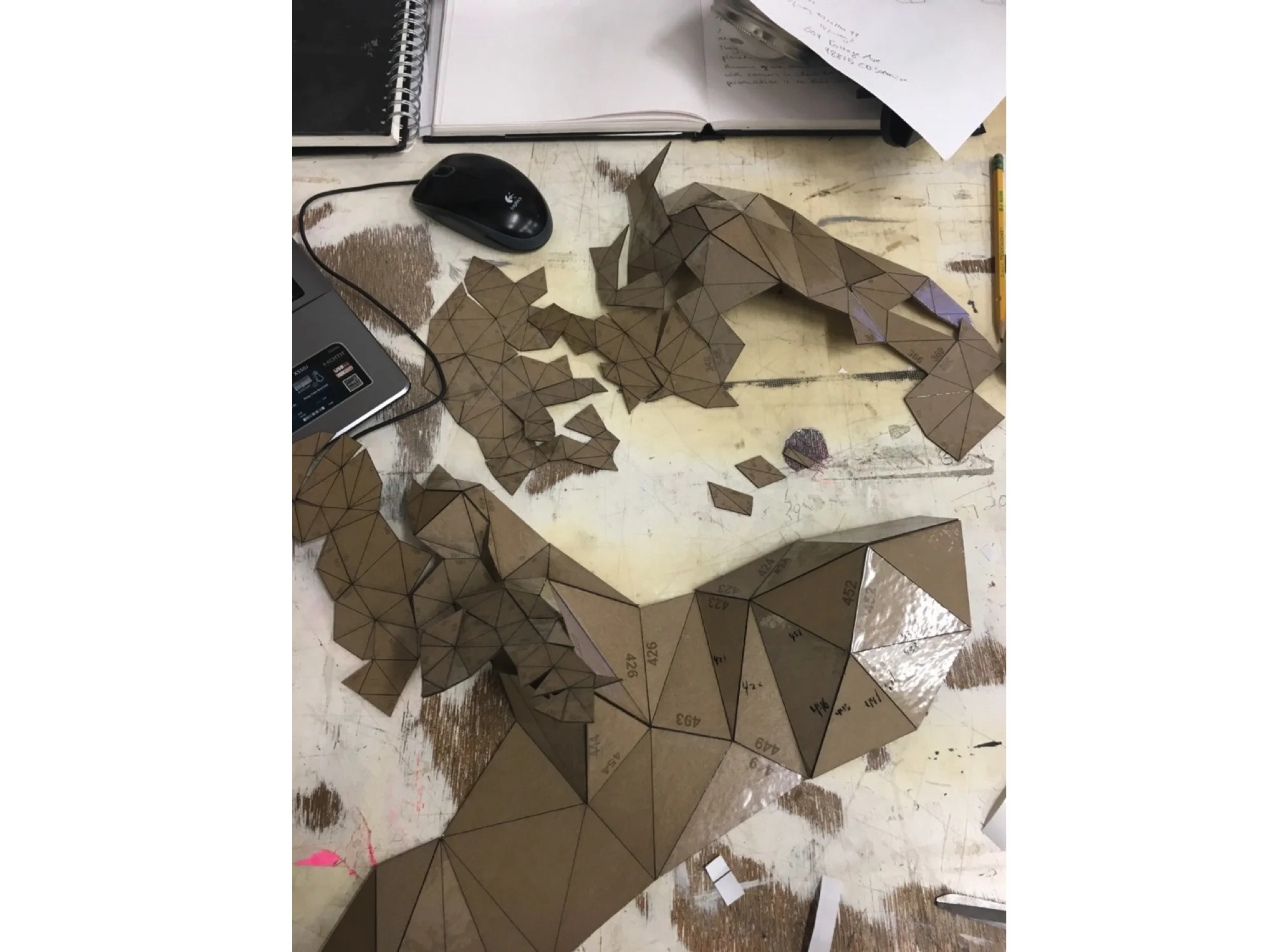 cut and partially assembled head