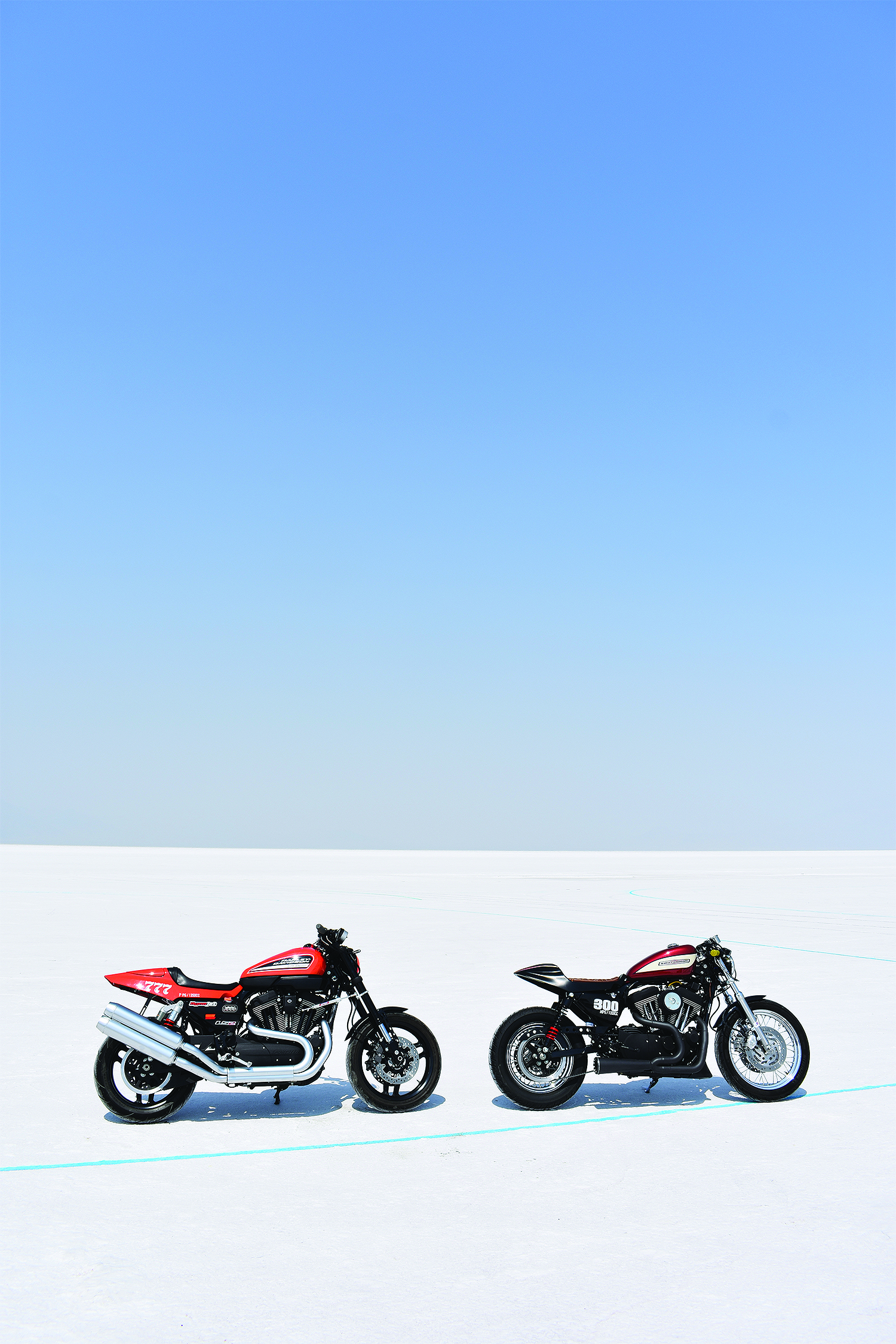 Photo of bikes, including the record setter on left, by B. Lane Johns.