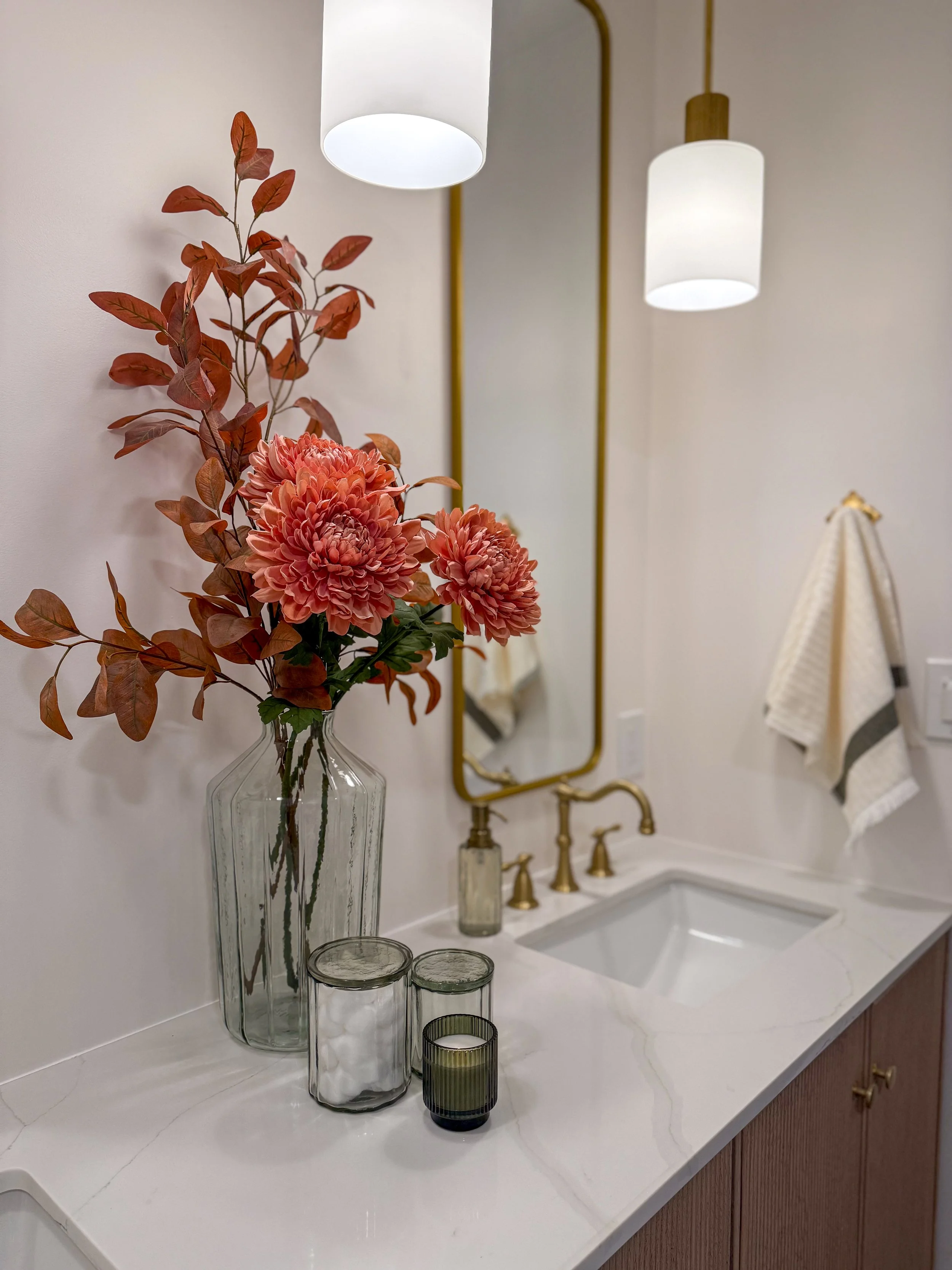guest bathroom remodel, bathroom renovation reveal, full bathroom remodel before and after, small bathroom renovation ideas, French country bathroom design, Parisian style bathroom, patterned bathroom design, checkered floor tile, fluted vanity