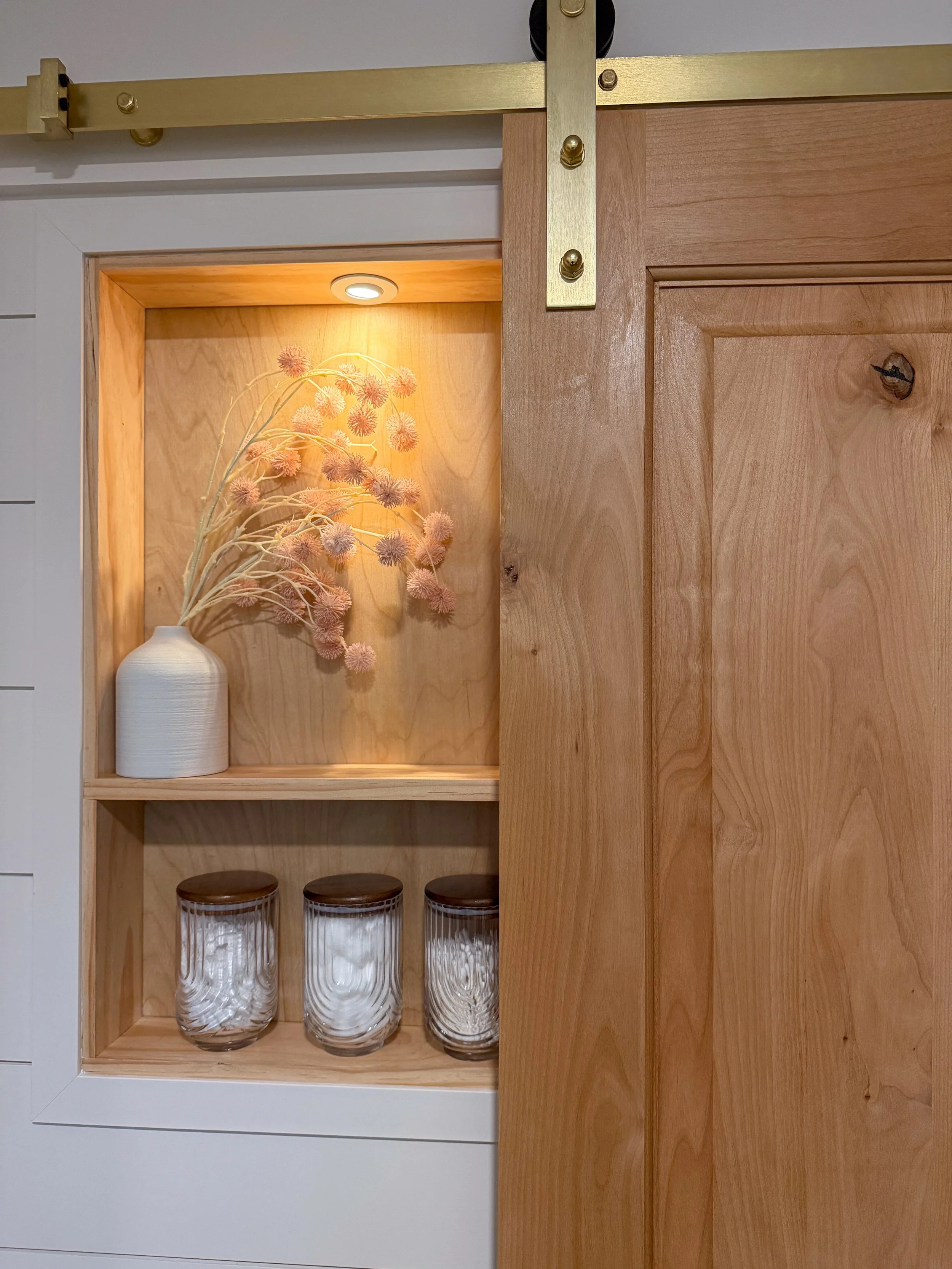 modern farmhouse bathroom, guest bathroom remodel, small bathroom remodel, bathroom renovation ideas, walk-in shower design, bathroom storage solutions, shiplap bathroom, modern farmhouse design, custom vanity, luxury guest bathroom, shower niche