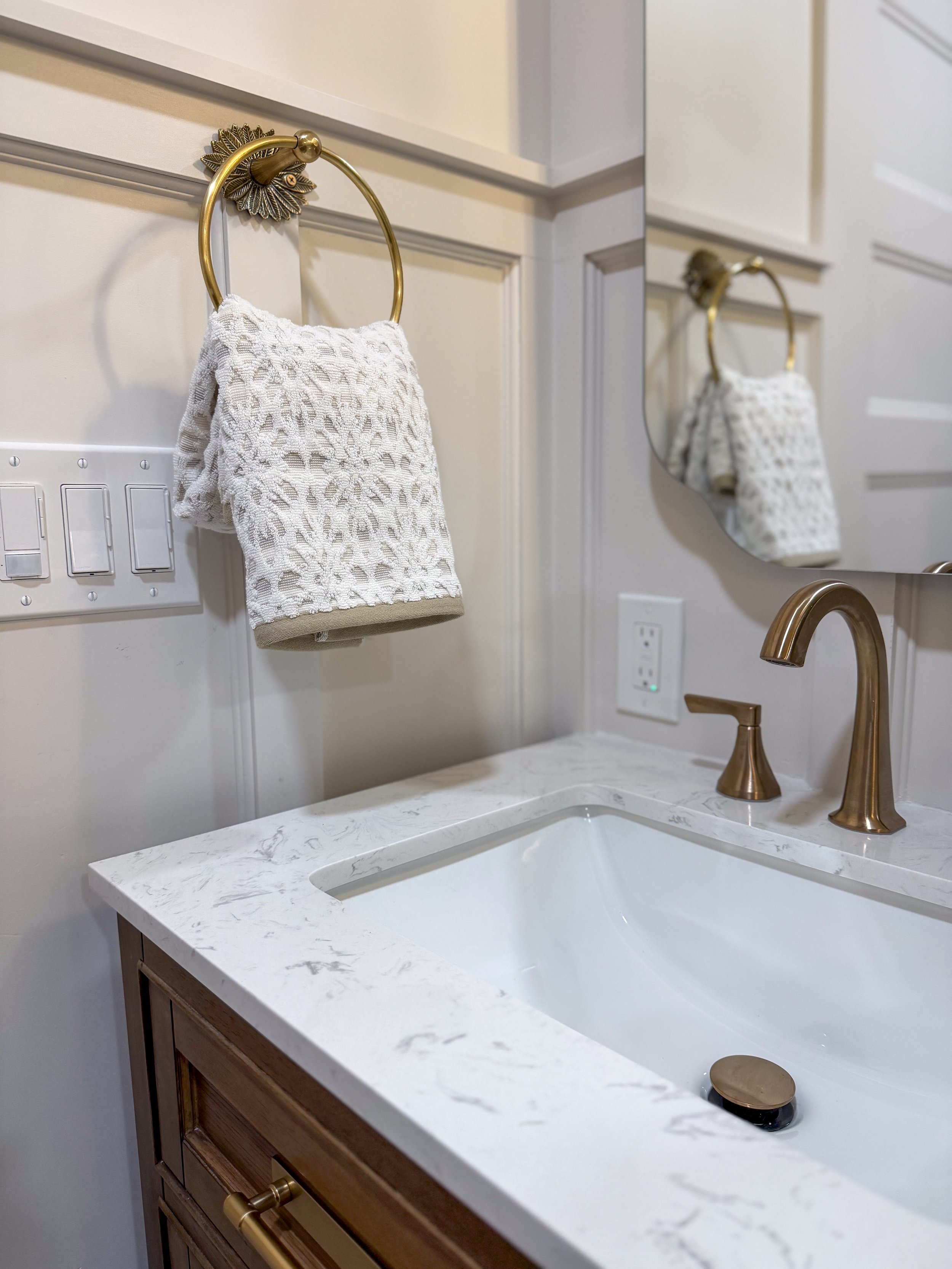 kids bathroom renovation, modern traditional bathroom, transitional bathroom design, family bathroom remodel, bathroom tile design ideas, bathroom storage solutions, interior design bathroom, timeless bathroom design, durable bathroom, arched shower