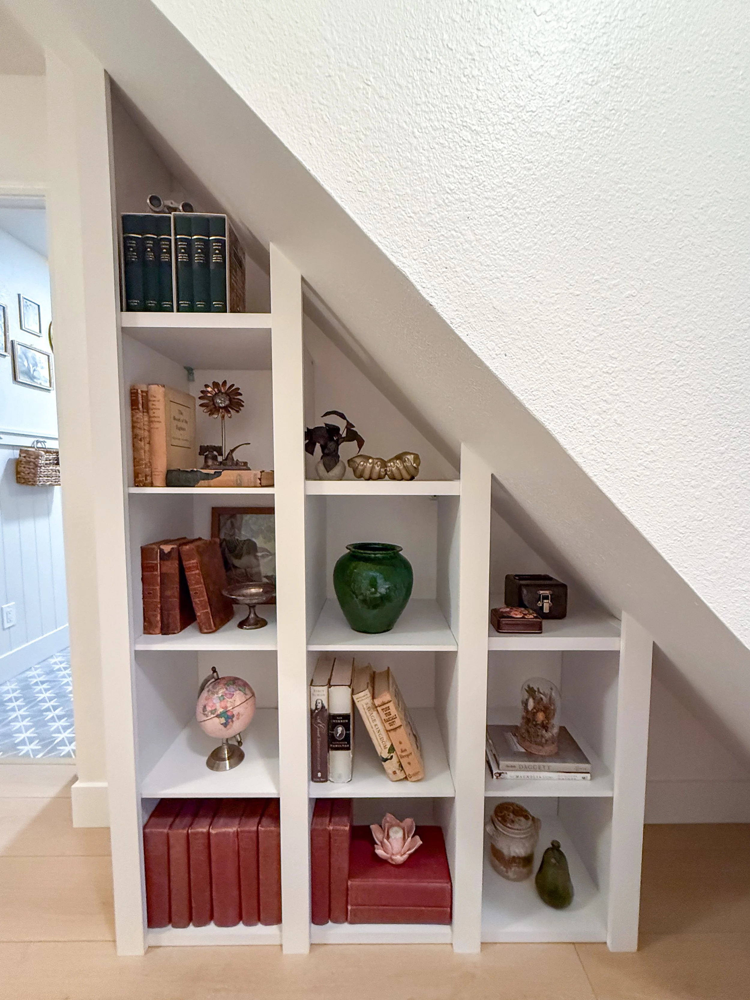 laundry room remodel, french country laundry room, built in storage, folding station, laundry clothes rod, cozy reading nook, open shelving, creative storage solutions, floating shelves decor, shiplap walls, tile flooring, butcher block countertop