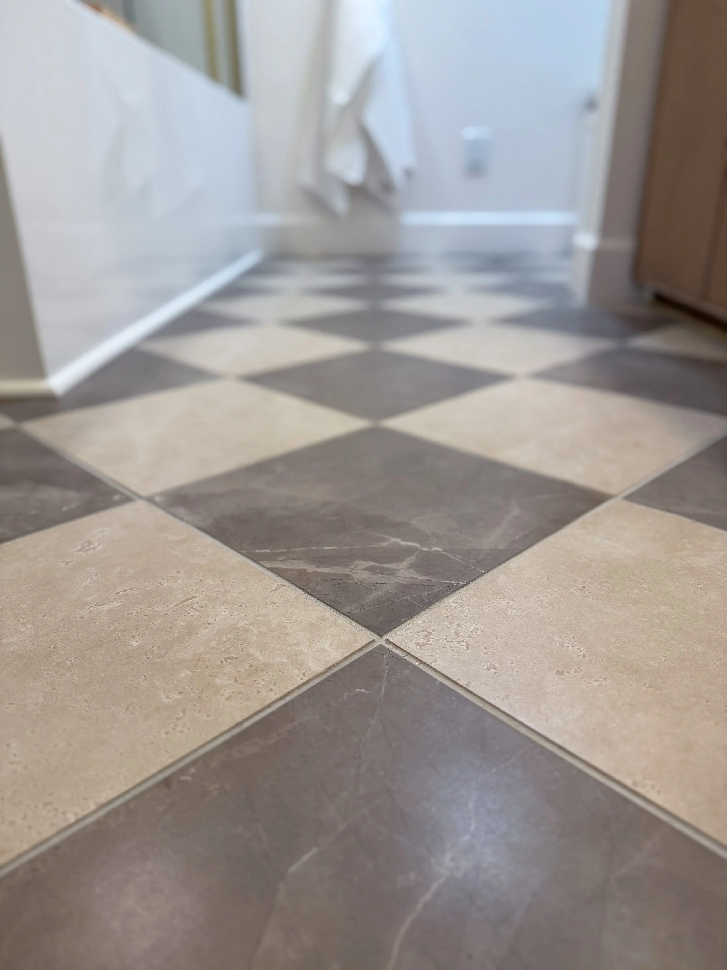 guest bathroom remodel, bathroom renovation reveal, full bathroom remodel before and after, small bathroom renovation ideas, luxury guest bathroom, French country bathroom design, Parisian style bathroom, patterned bathroom design, checkered tile
