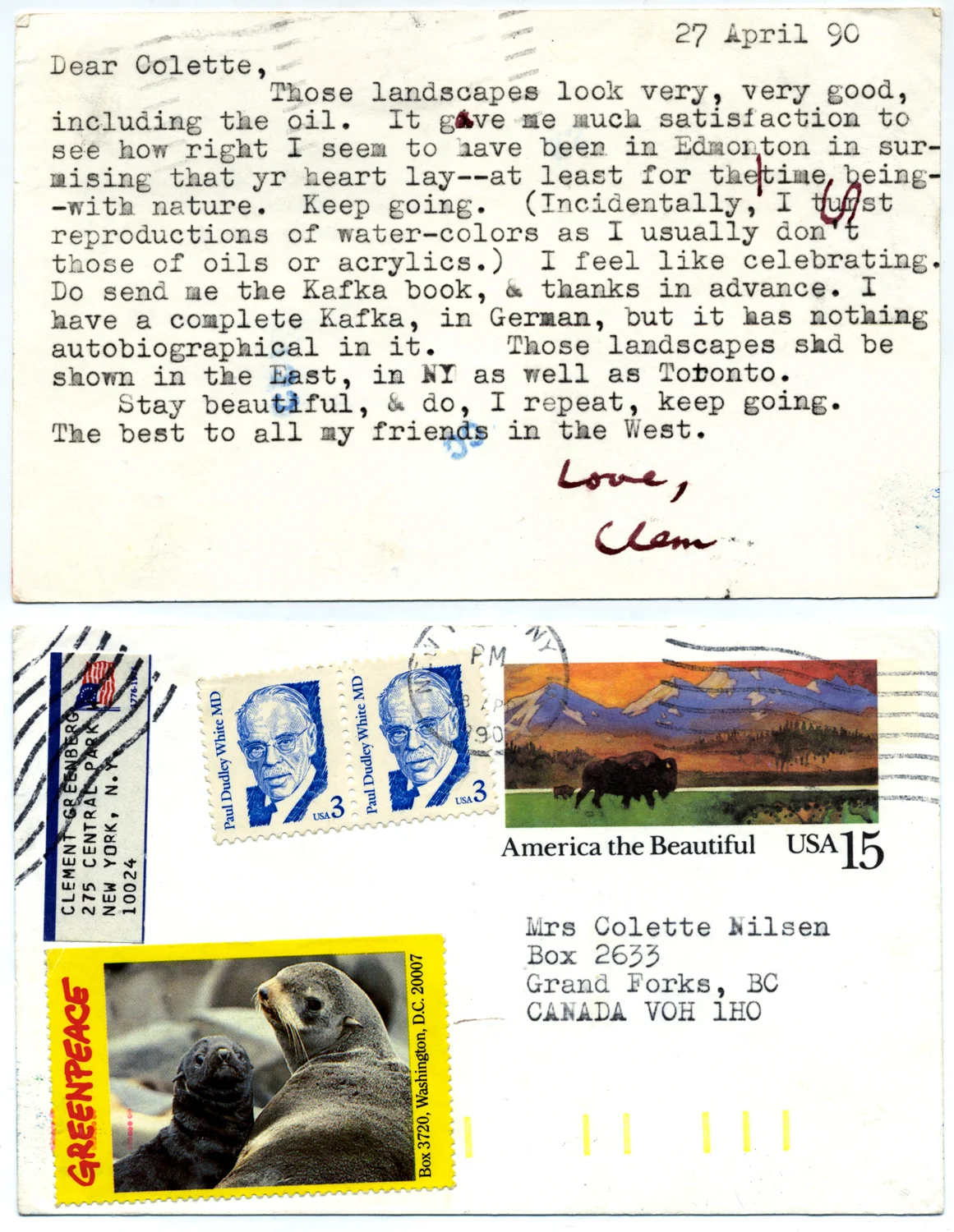 1990 Clement Greenberg card