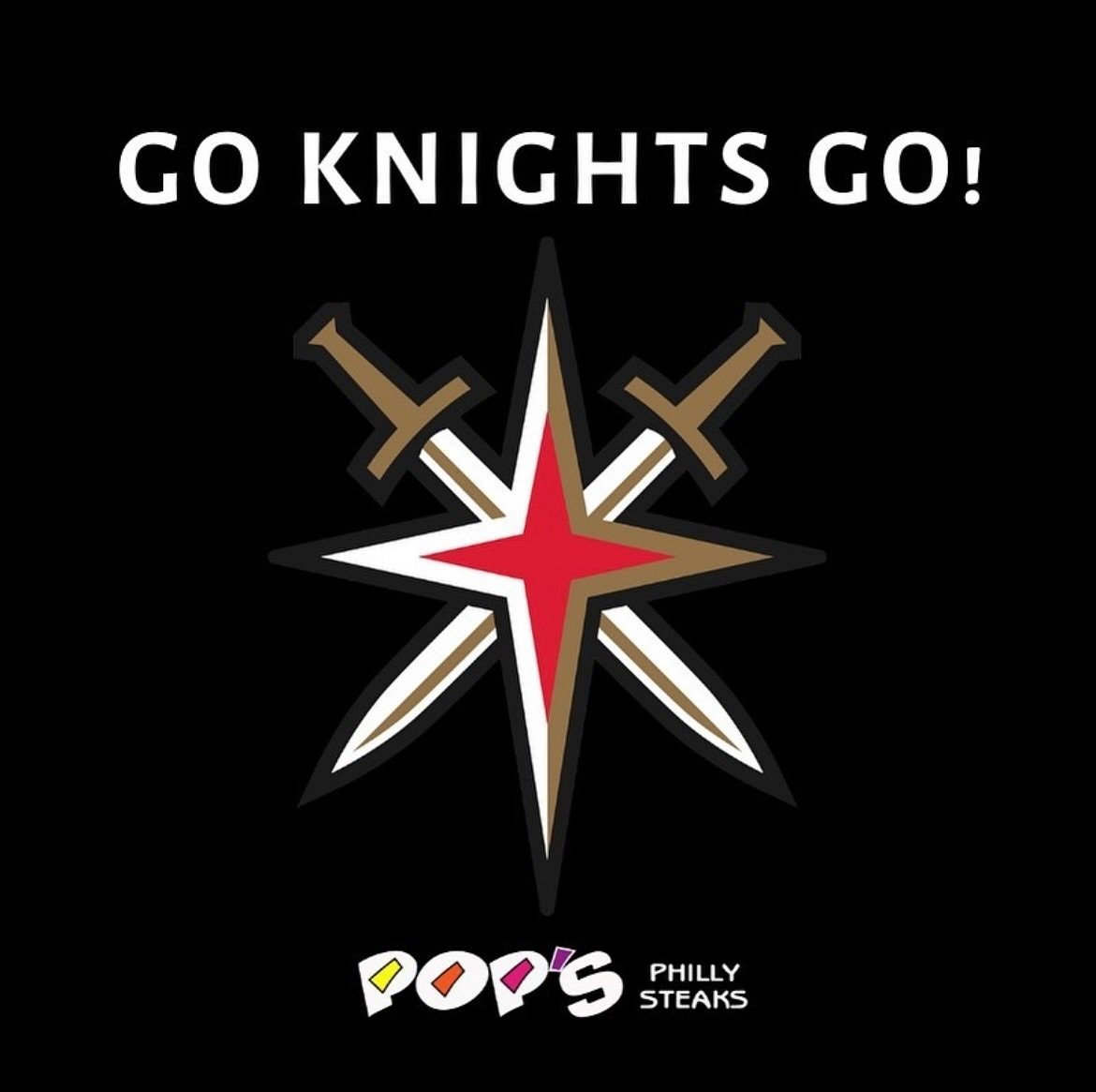 ⚔️ Winning vibes to our Golden Knights during tonight&rsquo;s playoff game! Stop by POP&rsquo;S wearing your VGK gear to score a FREE order of fries with your purchase of a sandwich. Offer valid until midnight. #goknightsgo