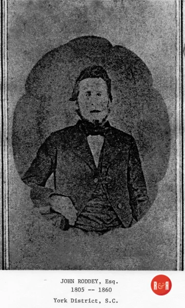 Rare image of Squire John Roddey, the surveyor who marked off the original town in ca. 1850.