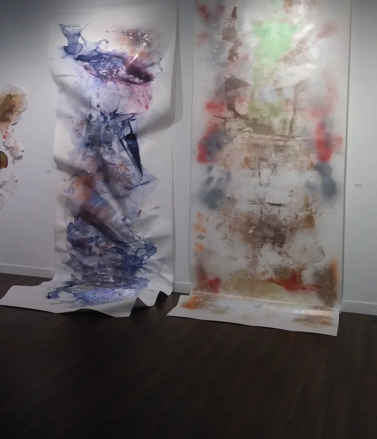  A. &amp; B.  1.47 cm x 5 m *  $48,000 MXN / each  DOES NOT INCLUDE FRAMING *  Acrylic ink and metallic pigments on polypropylene 