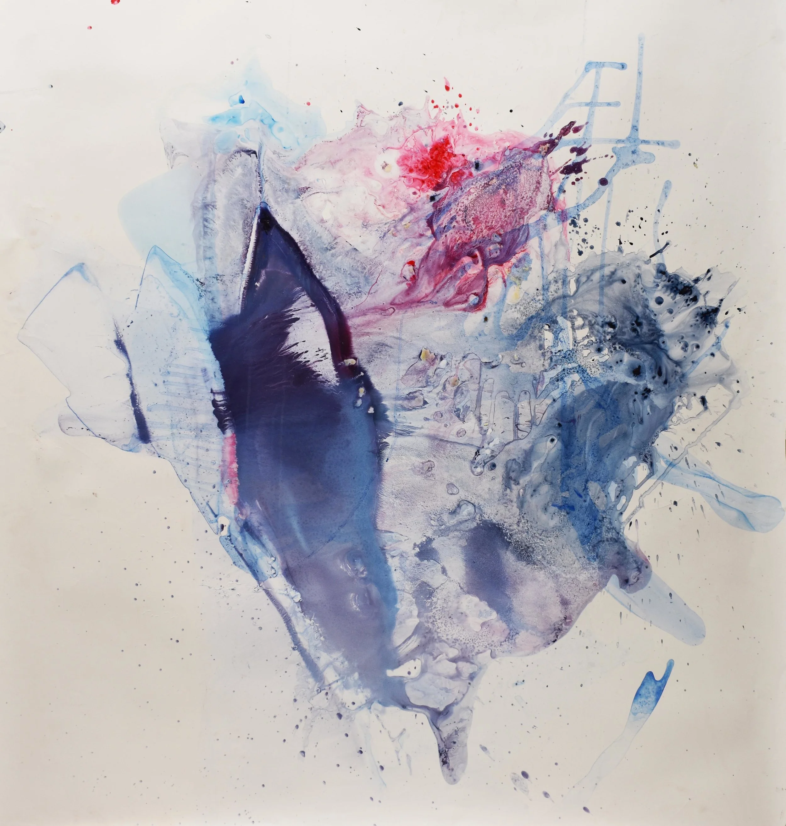  2.  1.24 m x 1.30 m  $1,800 USD  Acrylic ink and metallic pigments on polypropylene 