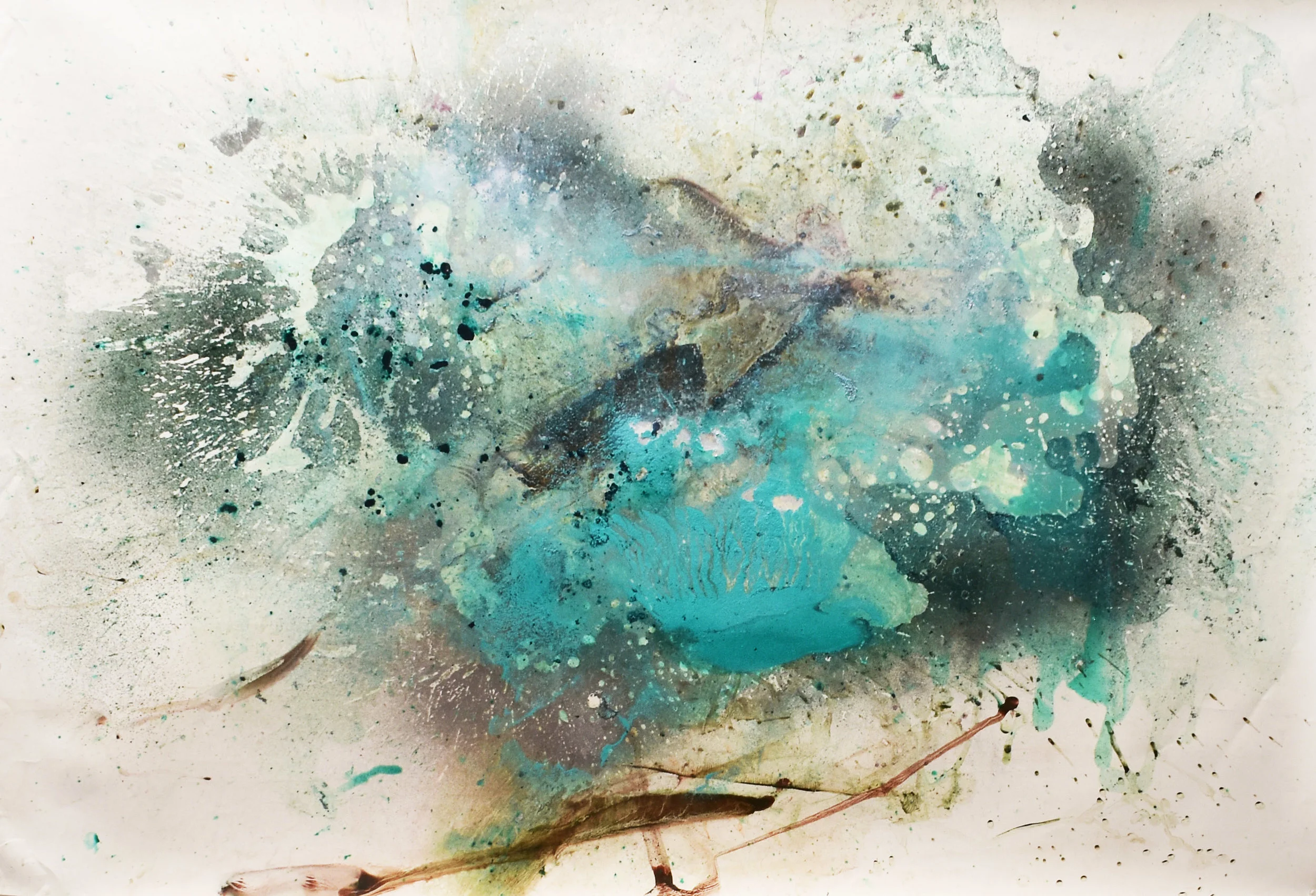  5.  1.32 m x 88 cm  $1,400 USD  Acrylic ink and metallic pigments on polypropylene 