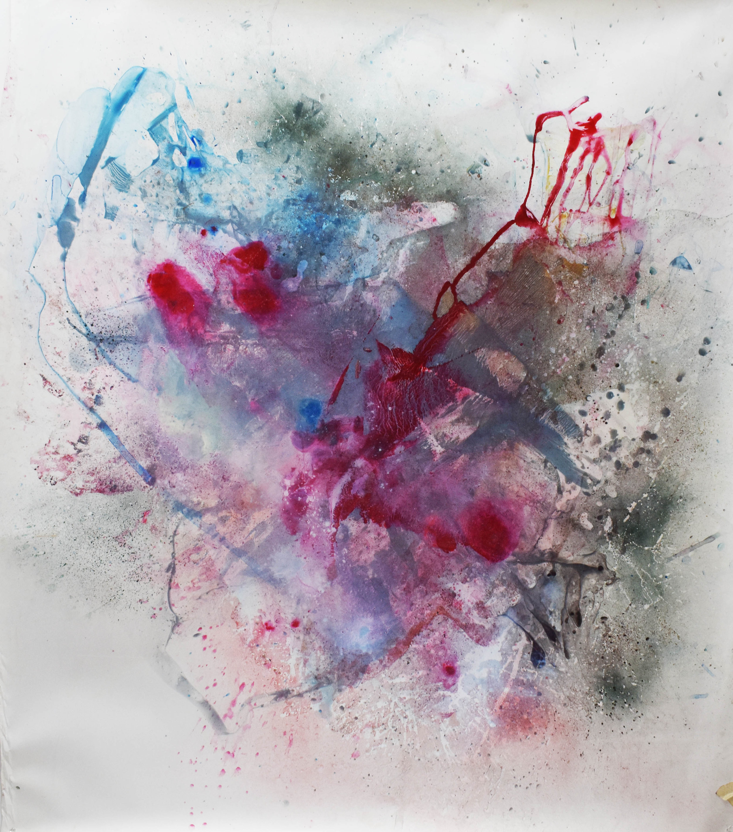  7.  1.32 m X 1.50 m  $1,800 USD  Acrylic ink and metallic pigments on polypropylene 