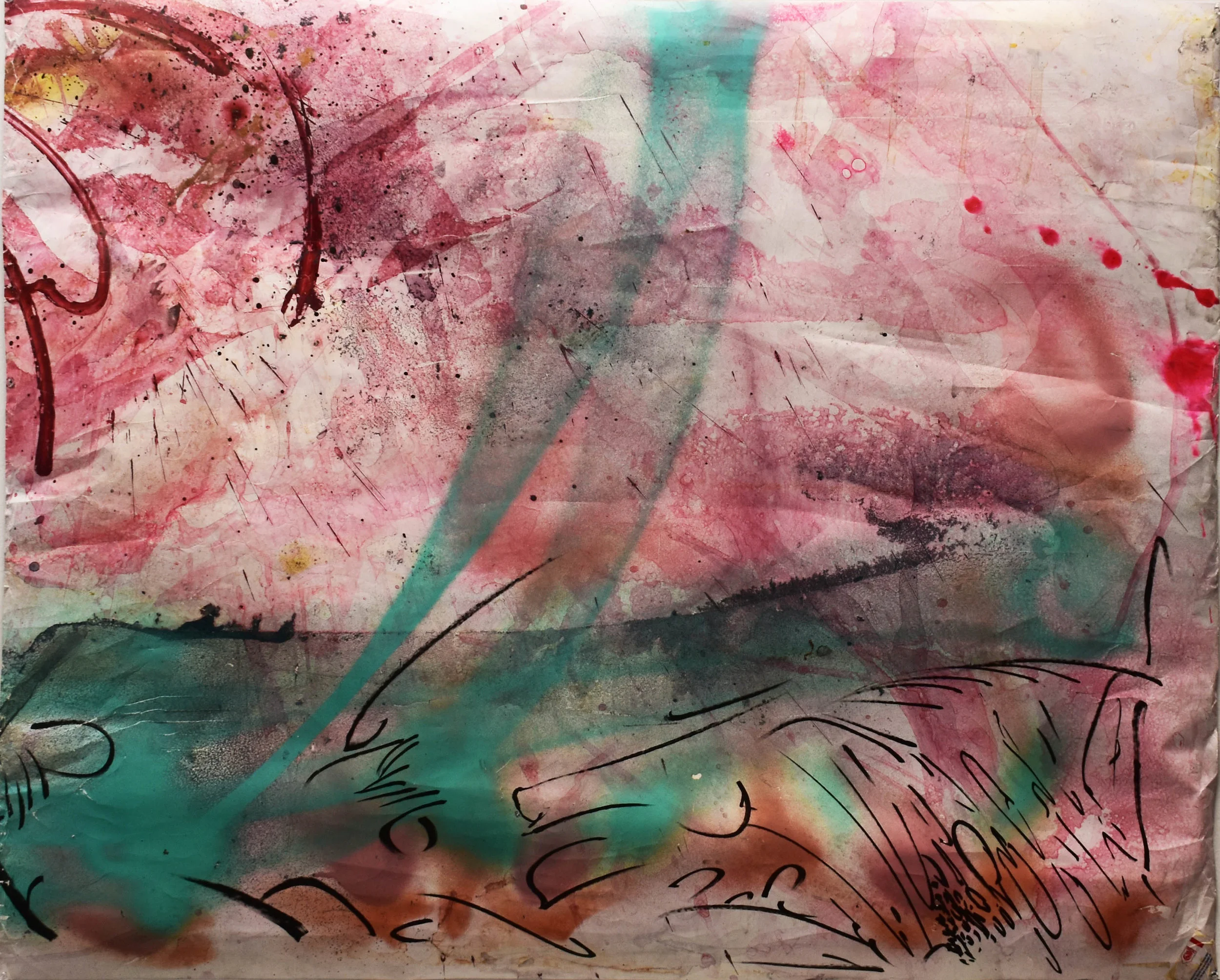  14. SIDE A  98 cm x 82 cm  $24,000 MXN  Acrylic ink on polypropylene 