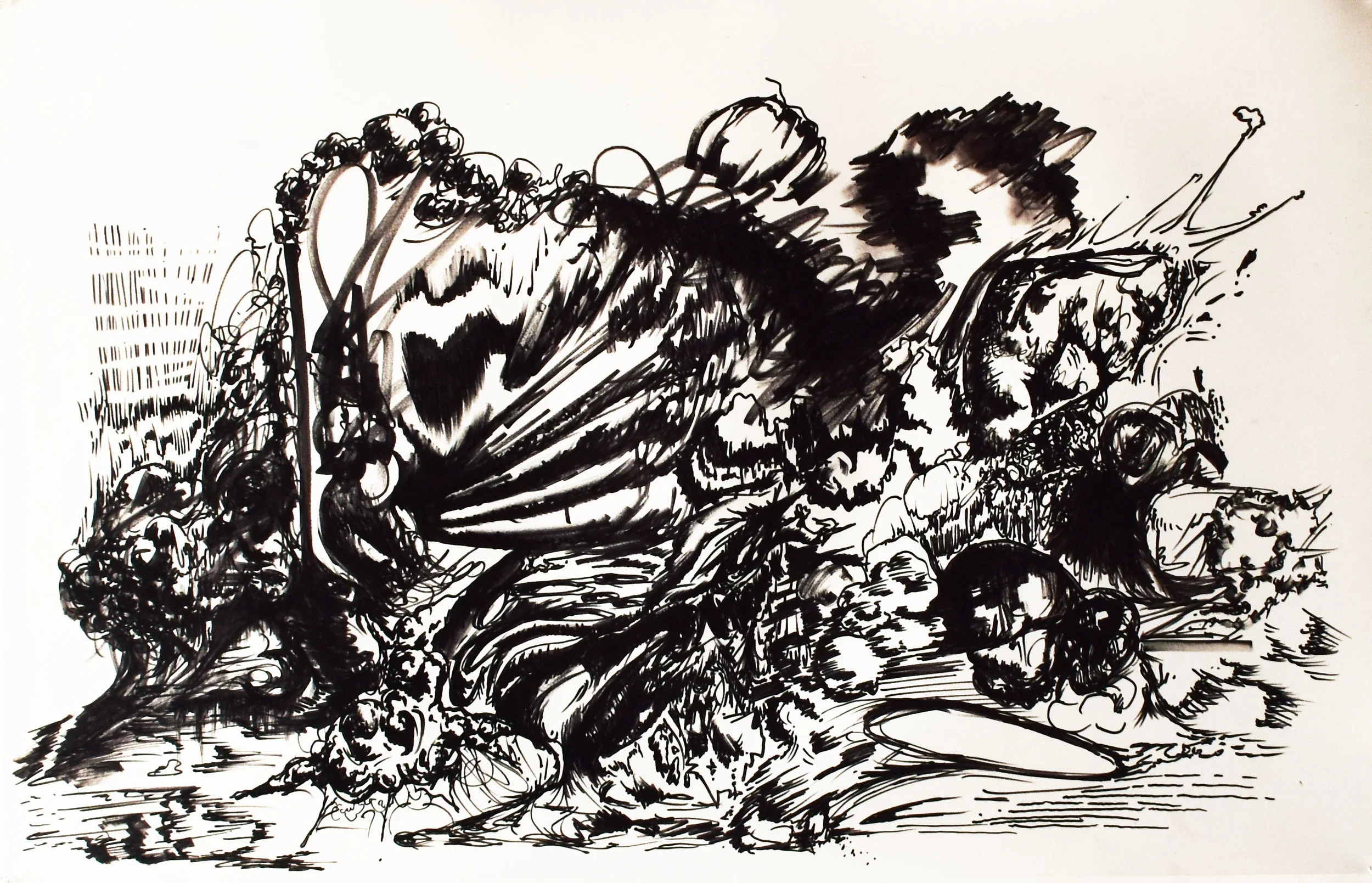  34.  58 cm x 90 cm  $12,000 MXN  Acrylic marker on polypropylene 