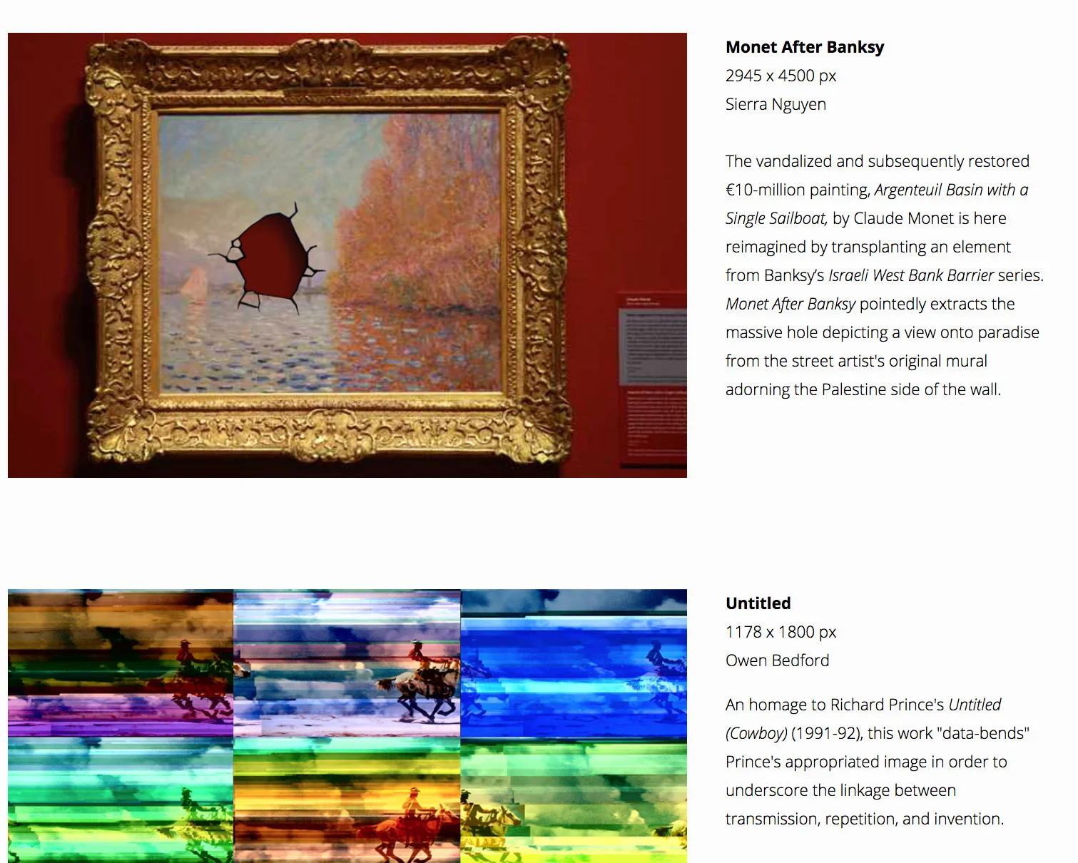 Fig 2. Detail from student web gallery .