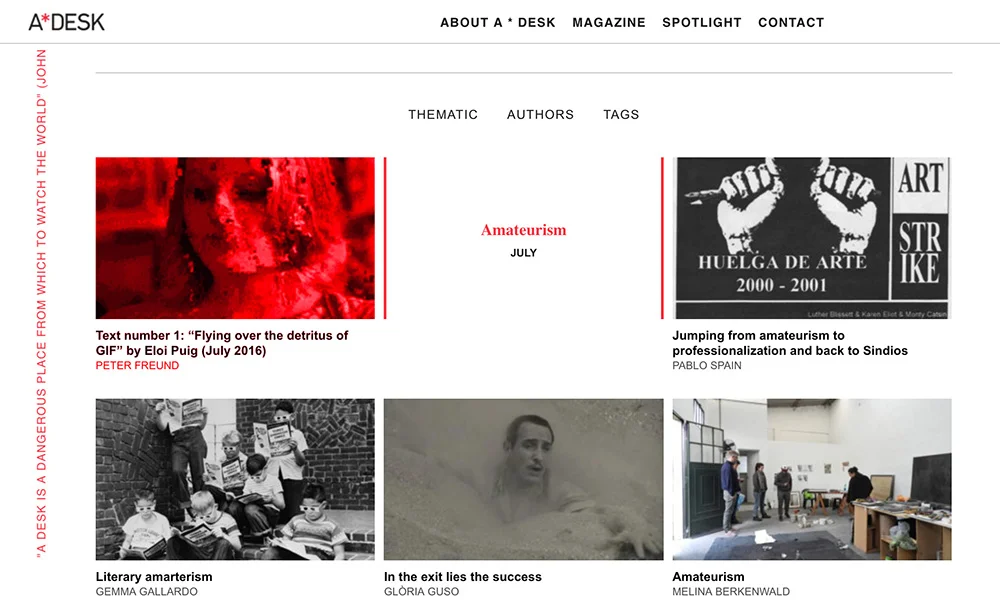 A*DESK website landing page (Magazine, 5 August 2019): https://a-desk.org