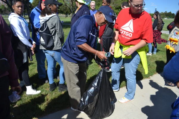 CITGO volunteers weighing collected trash