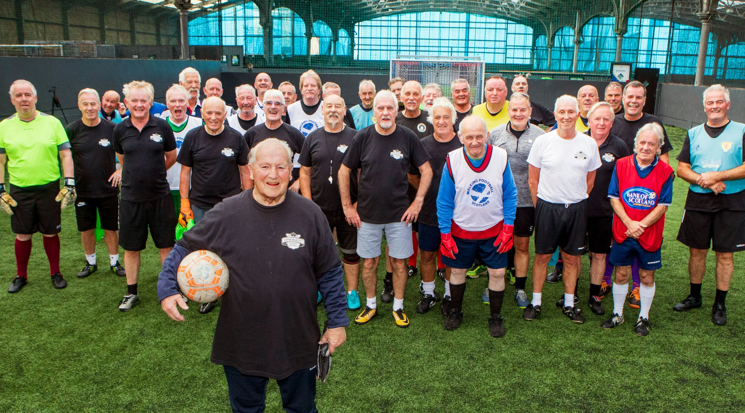 Bert with his team-mates at the World of Football in Edinburgh.