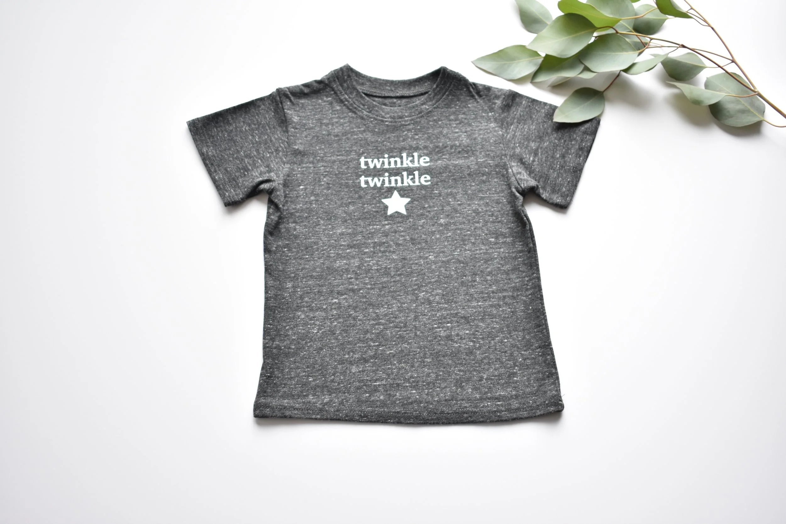twinkle twinkle, twinkle twinkle little star, little star, kids t-shirt, charcoal tee, recycled material, organic cotton, front