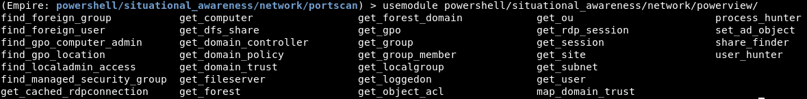 PowerView based modules which focus on Active Directory enumeration.