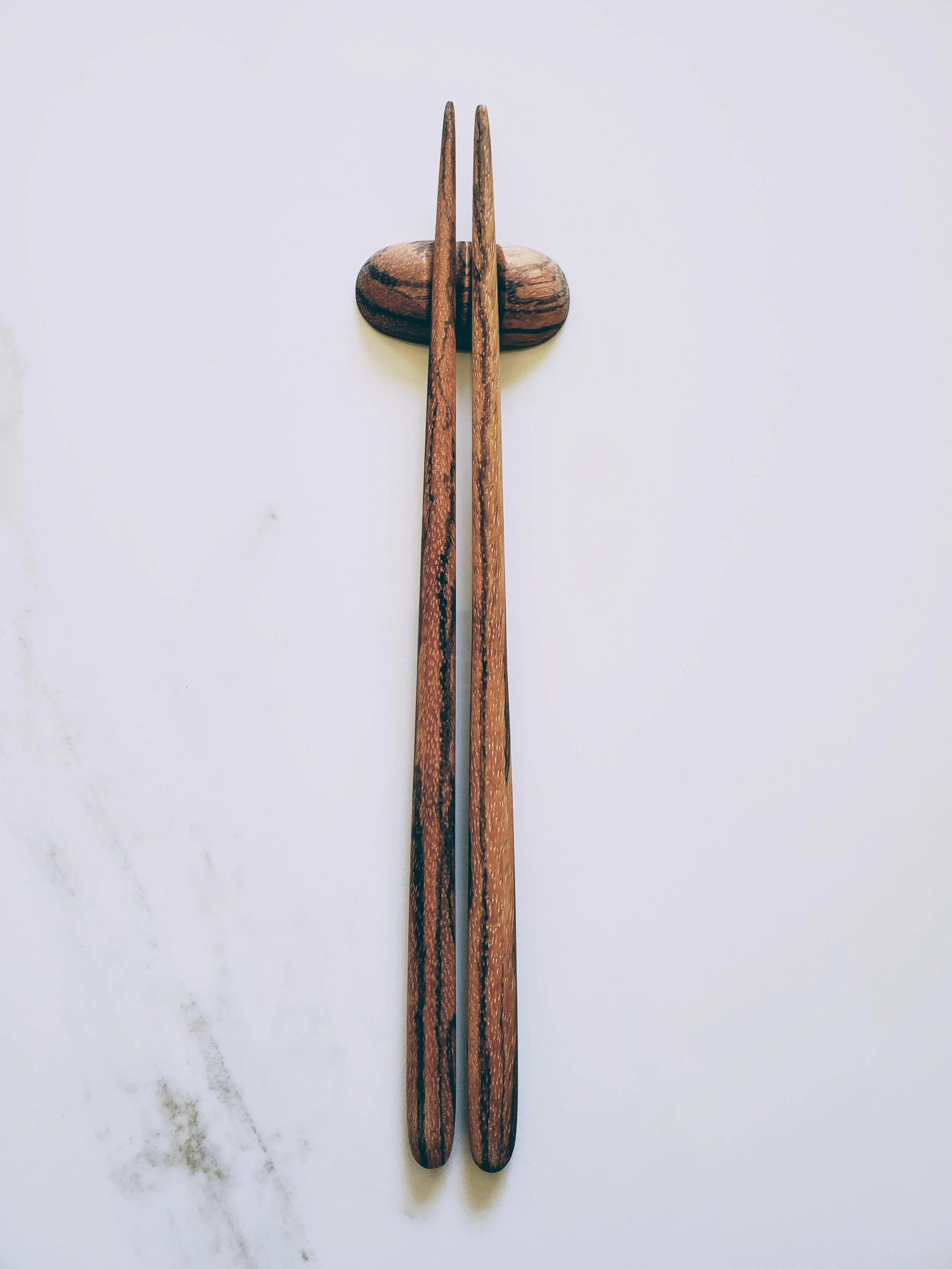 Handcrafted Zebrawood Chopsticks with Pouch - Single Set