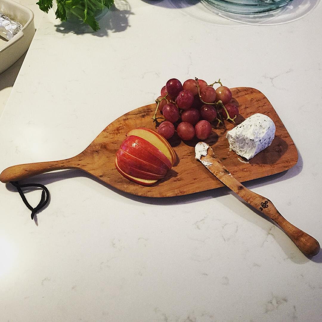 #Handcrafted Cheeseboard and spreader in #birdseyemaple stain proof. Perfect for holiday entertaining. #woodworking #artisan