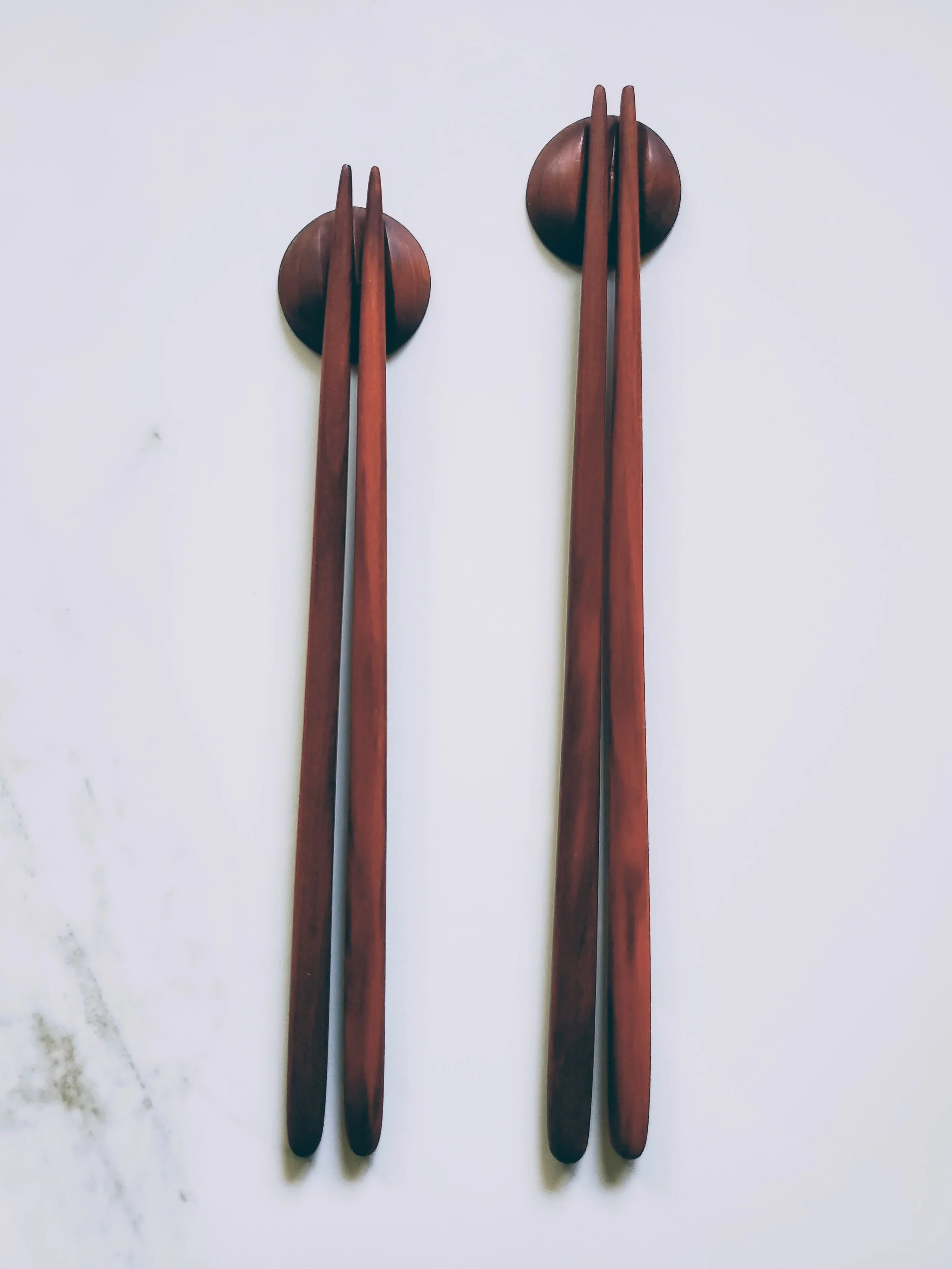 Handcrafted Red Heart Wood Chopsticks with Pouch - Set of 2