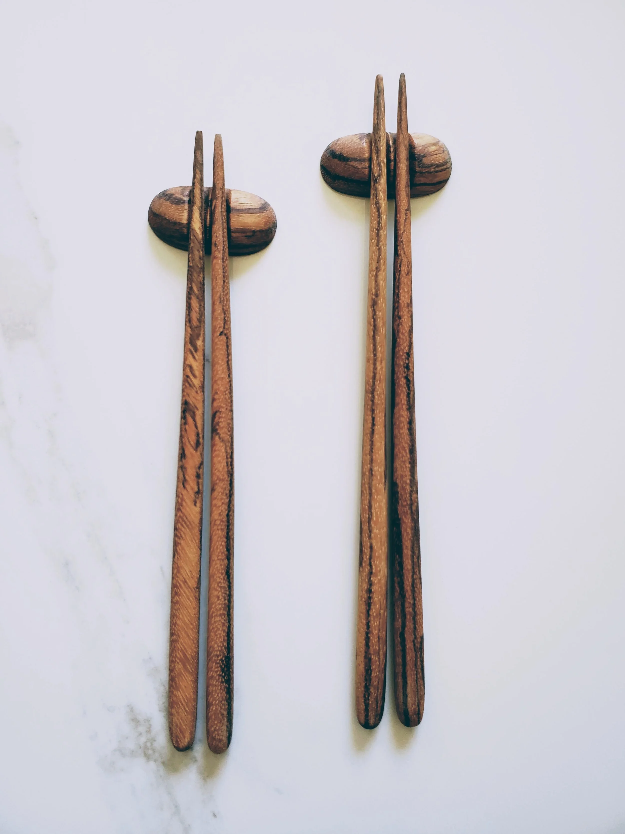 Handcrafted Zebrawood Chopsticks with Pouch - Set of 2