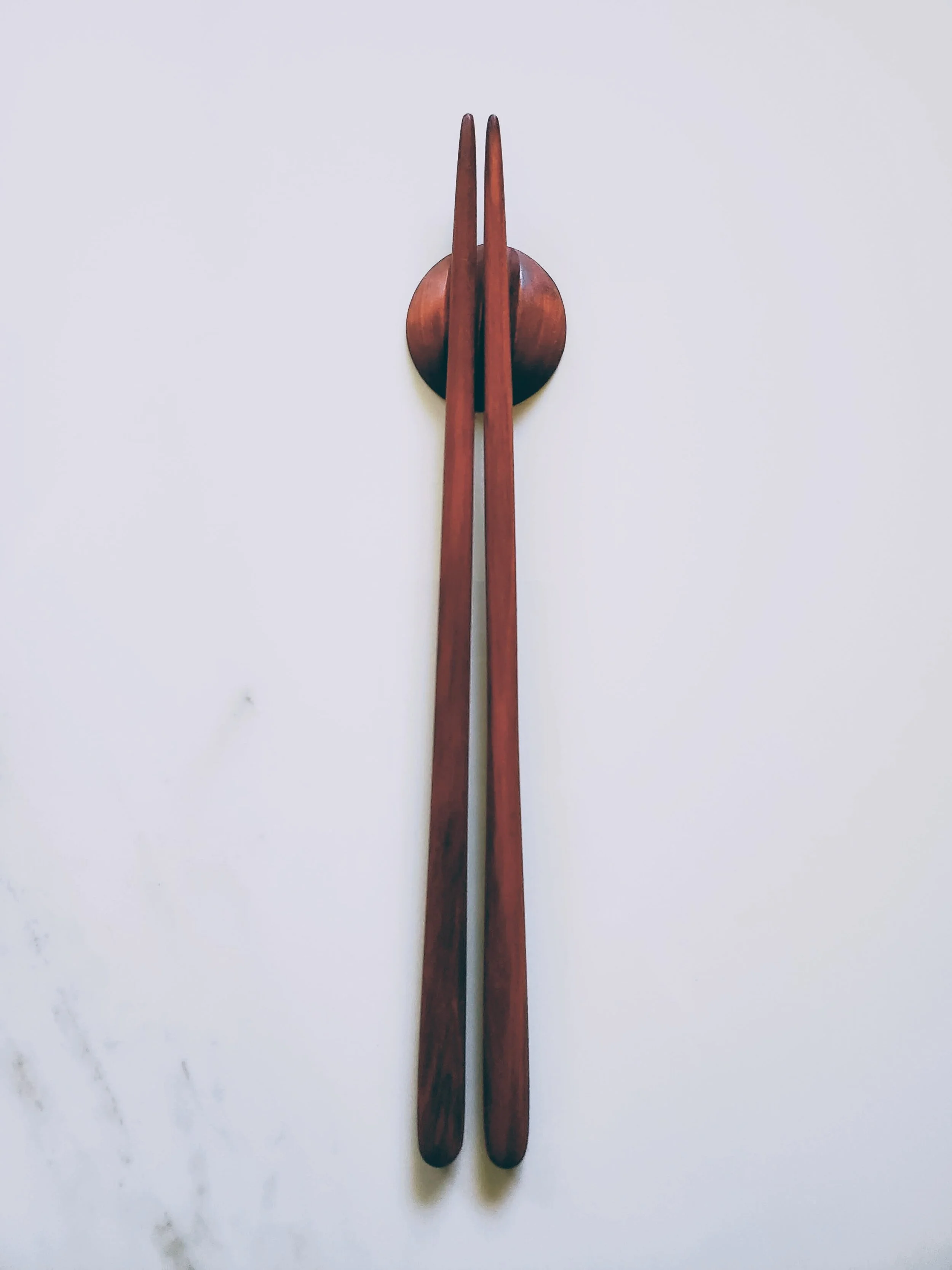 Handcrafted Mexican Red Heart Wooden Chopsticks with Pouch - Single Set