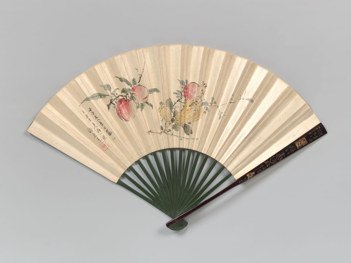 Peaches, Pomegranate, and Fingered Citron . Painted by Yamamoto Baiitsu, 1832.