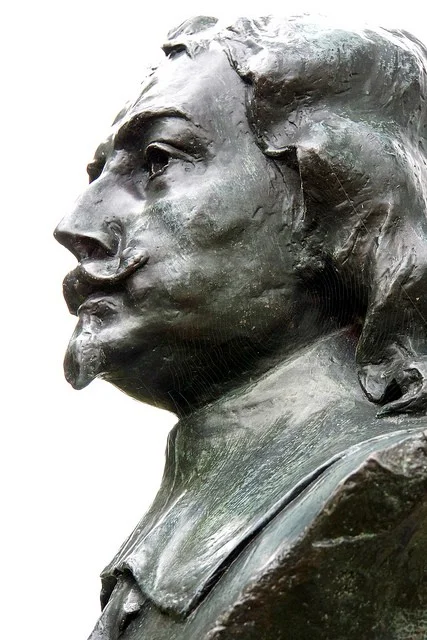 Samuel de Champlain in all of his metal glory.