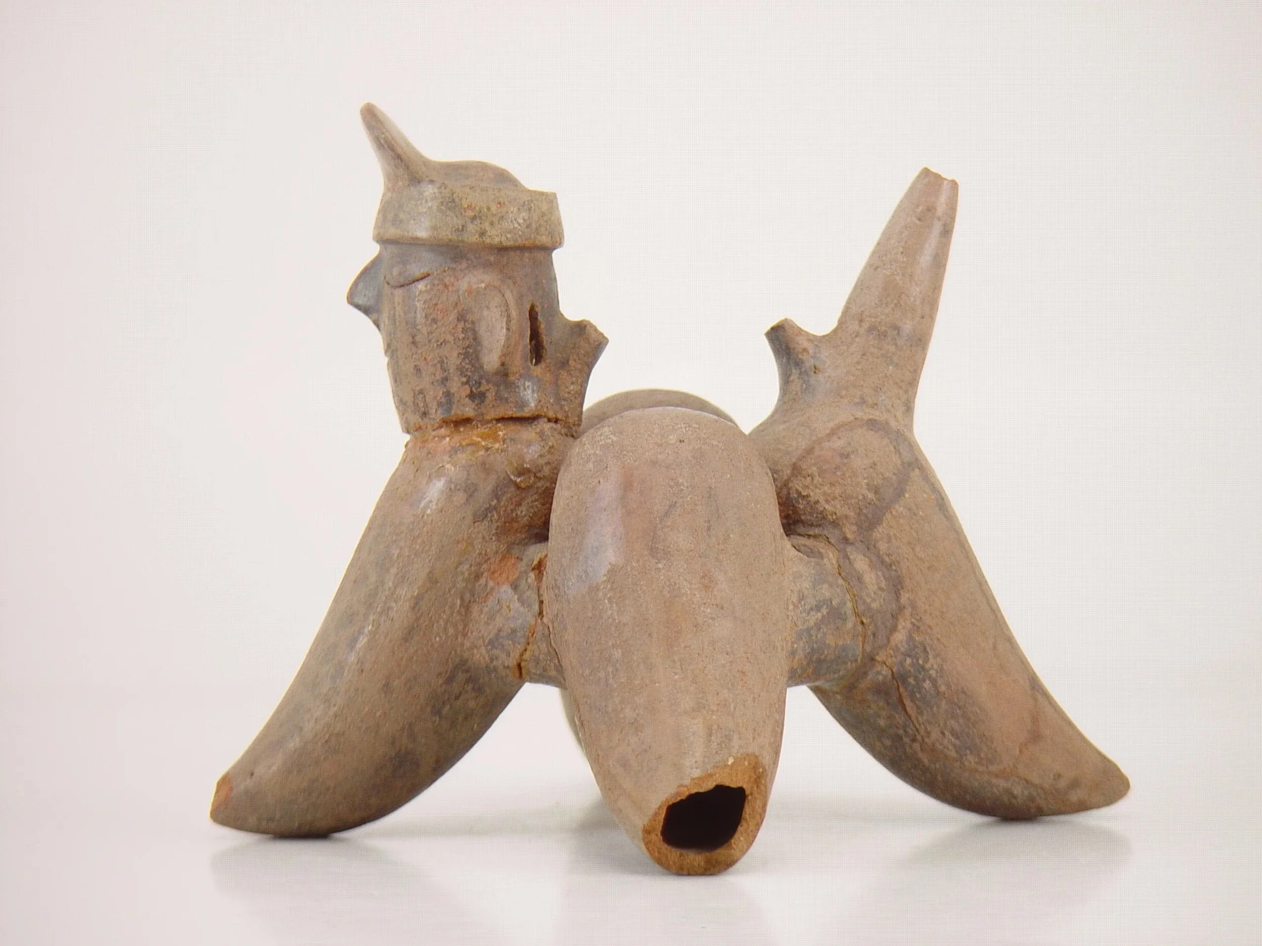 Virú–Gallinazo sculptural ceramic bottle from the North Coast of Peru.