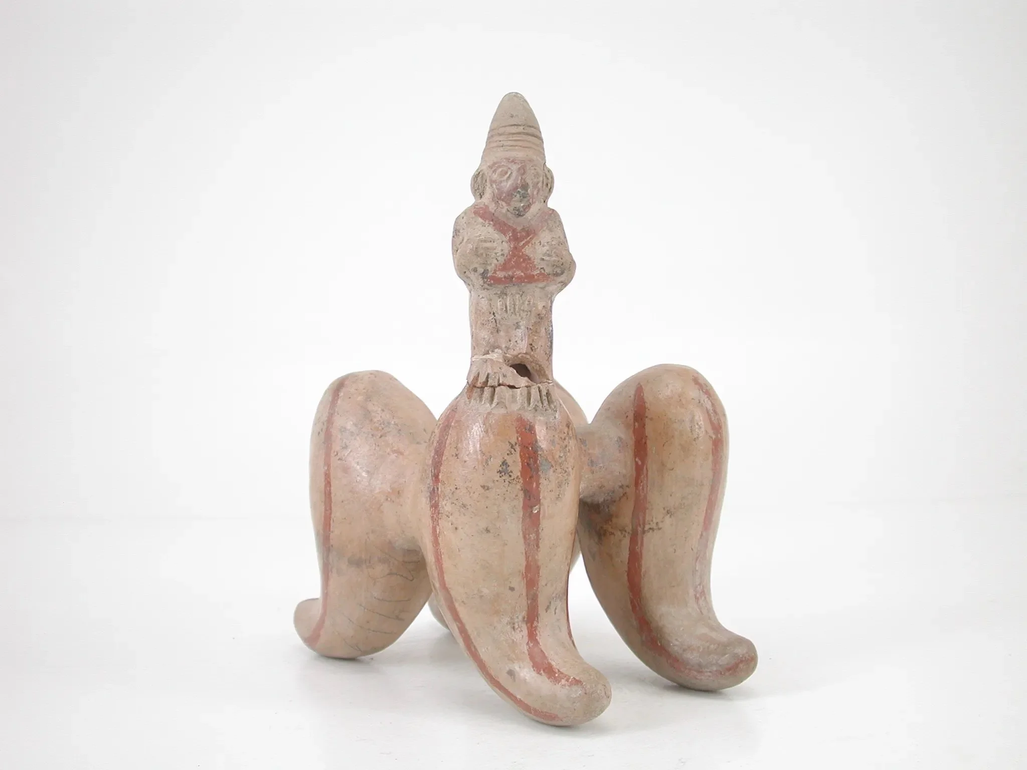 Lambayeque (Sicán) ceramic stirrup-spout bottle, North Coast of Peru.