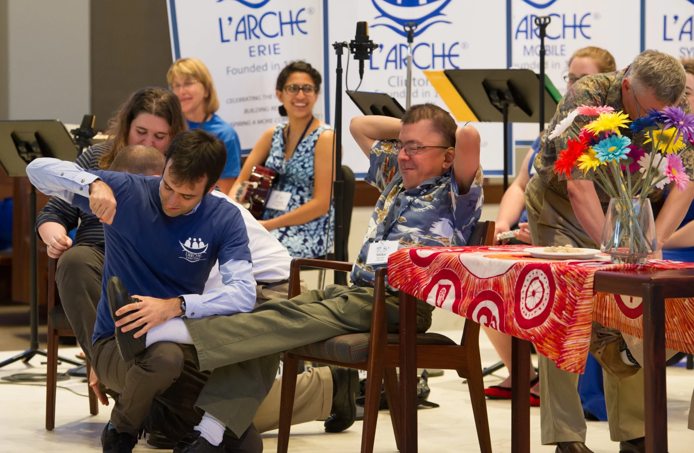 Luca (left) with Mike (right) at L’Arche USA Jubilee Celebration in 2015