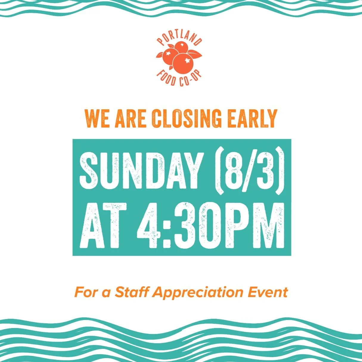 Closing Early at 4:30pm