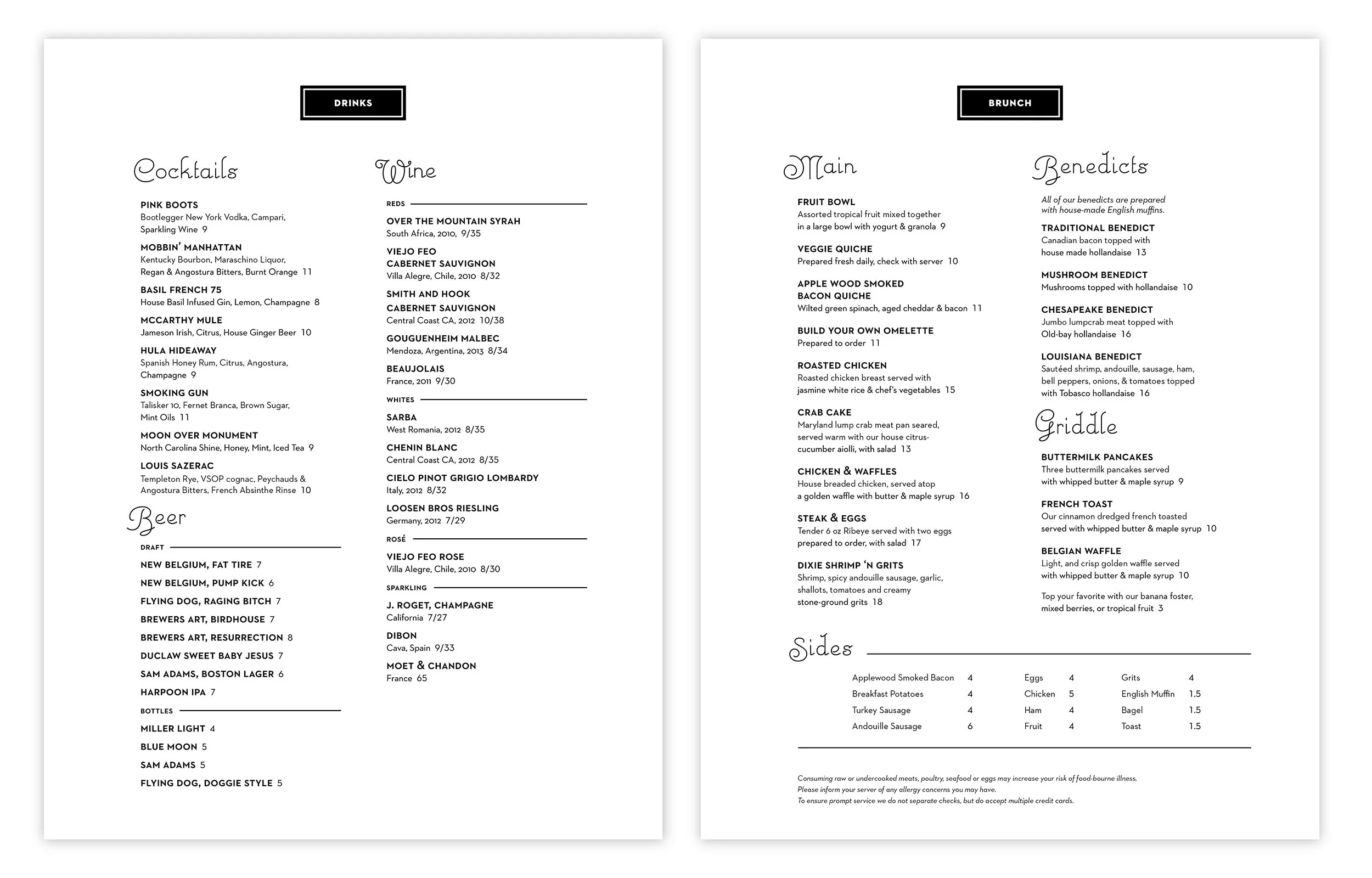 Ware Menu Ware House 518 : Post Typography
