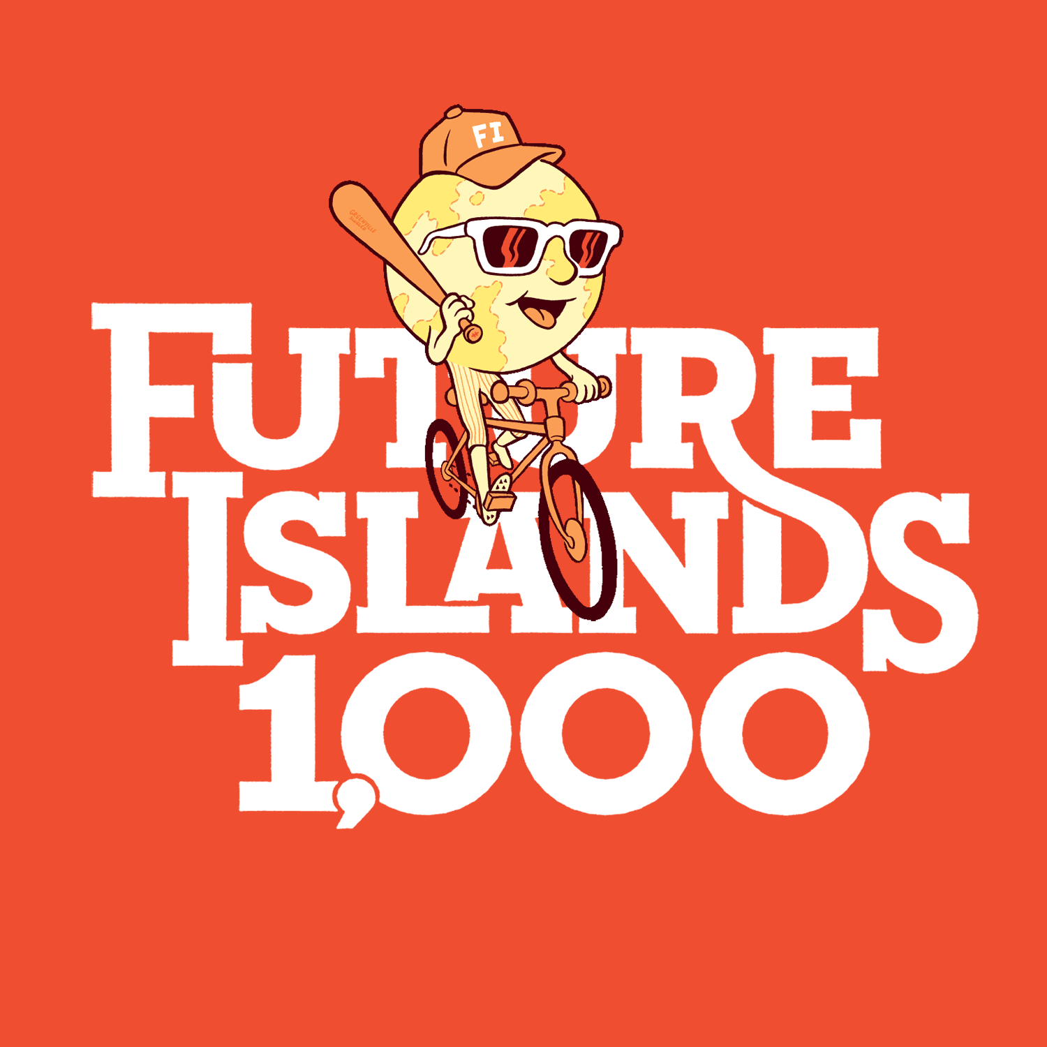 Our mascot design was inspired by Russell Hite’s original “Future Islands Globe Man” drawing.