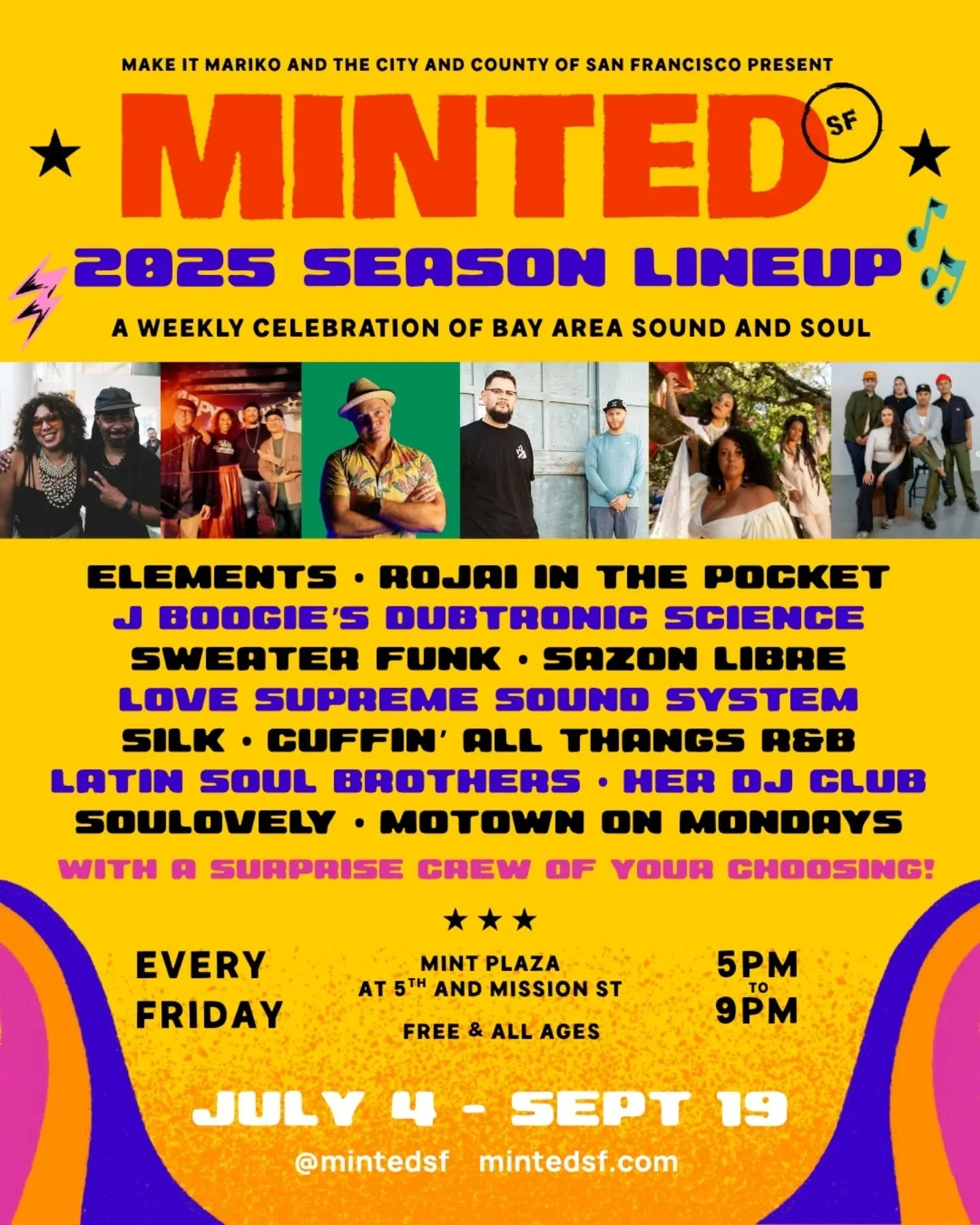 No July 4th plans?? 👀 JOIN US THIS SUMMER IN SOMA! 🎶🌇

✨Presented by @makeitmariko and @shopdinesf in partnership with @kultivatelabs,&nbsp;@MINTEDSF&nbsp;is a free, all-ages outdoor event happening&nbsp;every Friday from July 4 to September 19&nb