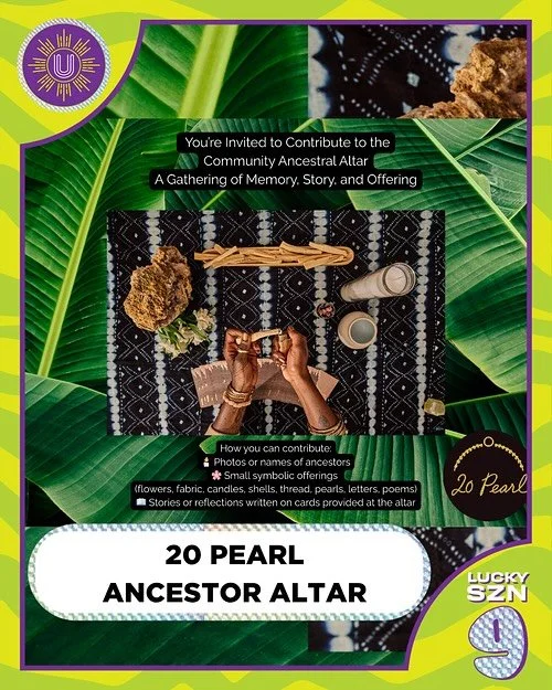 Stop by the UNDSCVRD 20 Pearl Community Ancestral Altar by @andzooey , where we&rsquo;ll share memory, story, and offerings.

You&rsquo;re Invited to Contribute! 

How you can contribute: 🕯️ Photos or names of ancestors 🌸 Small symbolic offerings (
