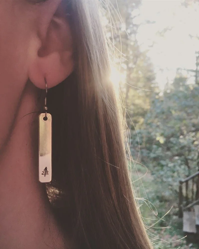 Small Gold Evergreen Tree Earrings