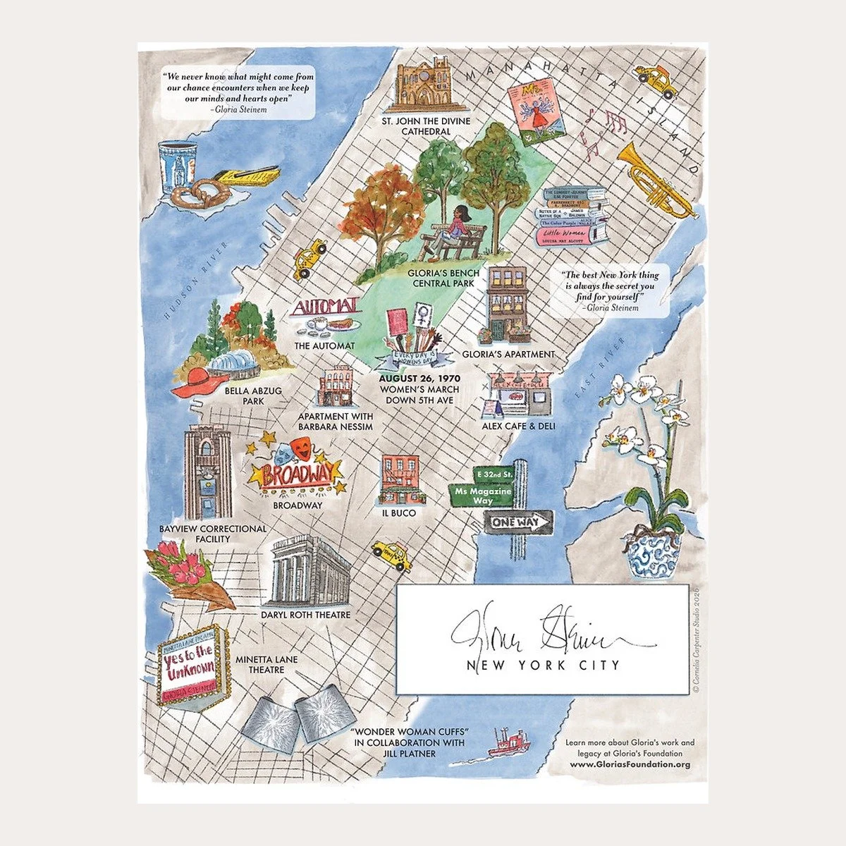 "Gloria's New York" Map by Cornelia Carpenter