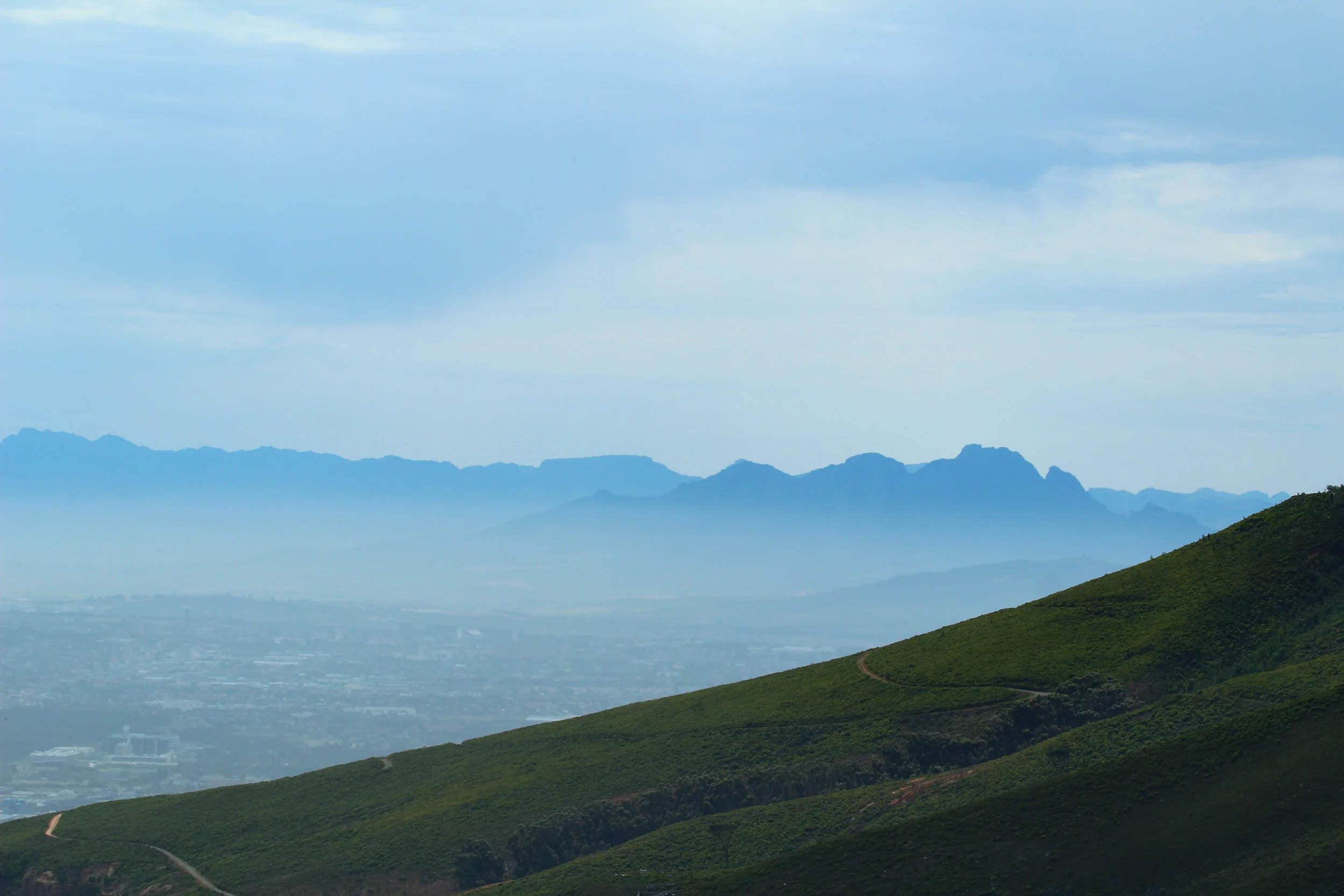 the view from table mountain is so beautiful, it resembles a watercolor painting.