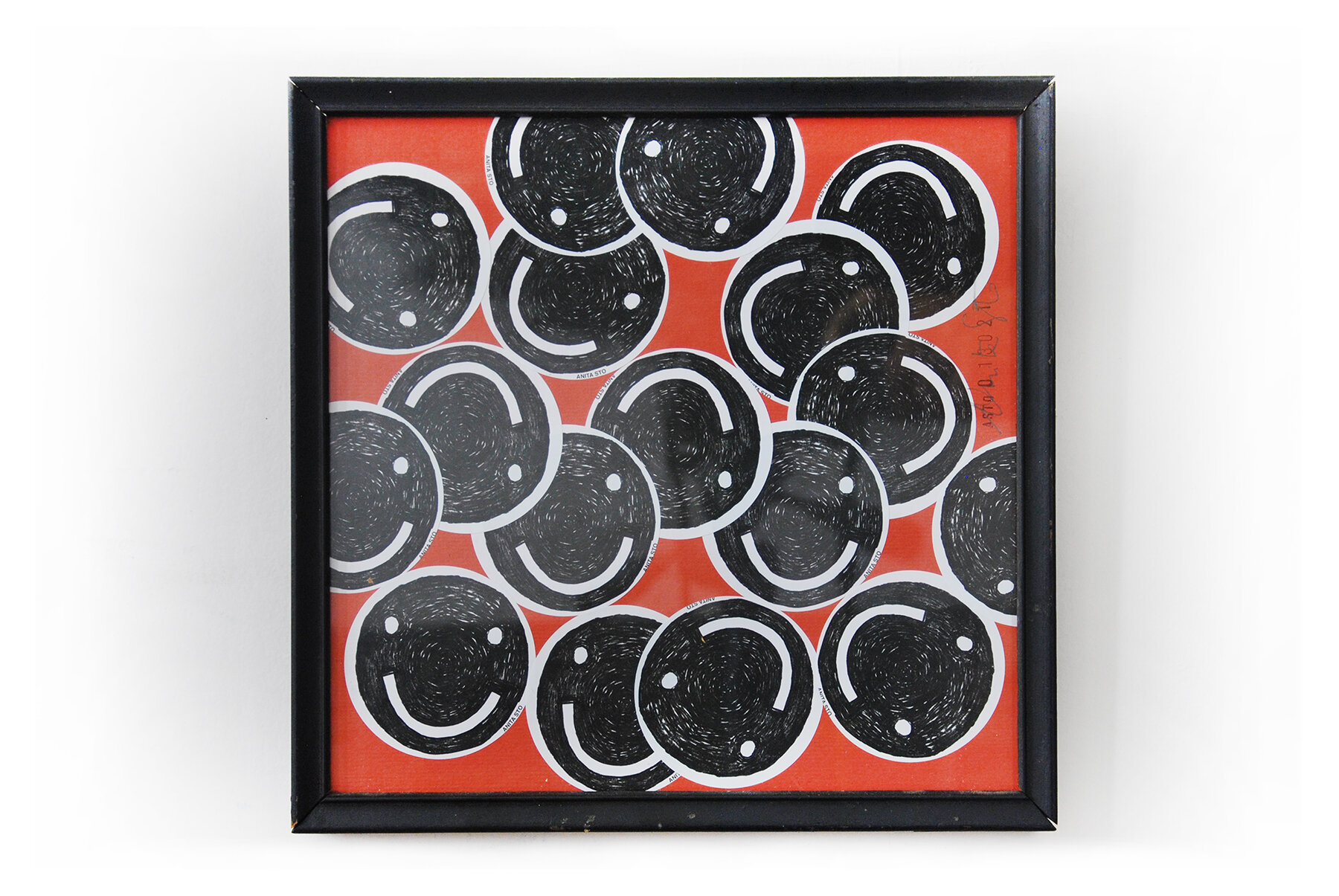   SMILING FACES 1  Vinyl Stickers on Paper Wood frame and Glass 10” x 10” 2020 