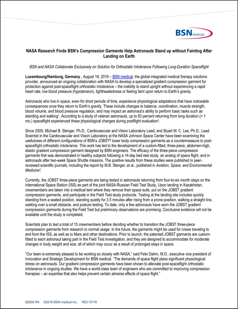 BSN Medical Nasa Release