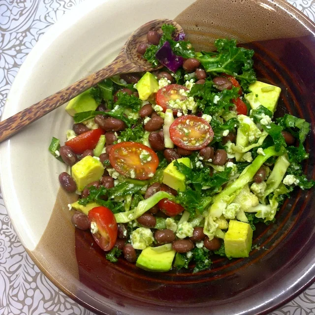 East Meets Southwest: Kale And Brussels Sprouts Salad With Cilantro Mint Vinaigrette