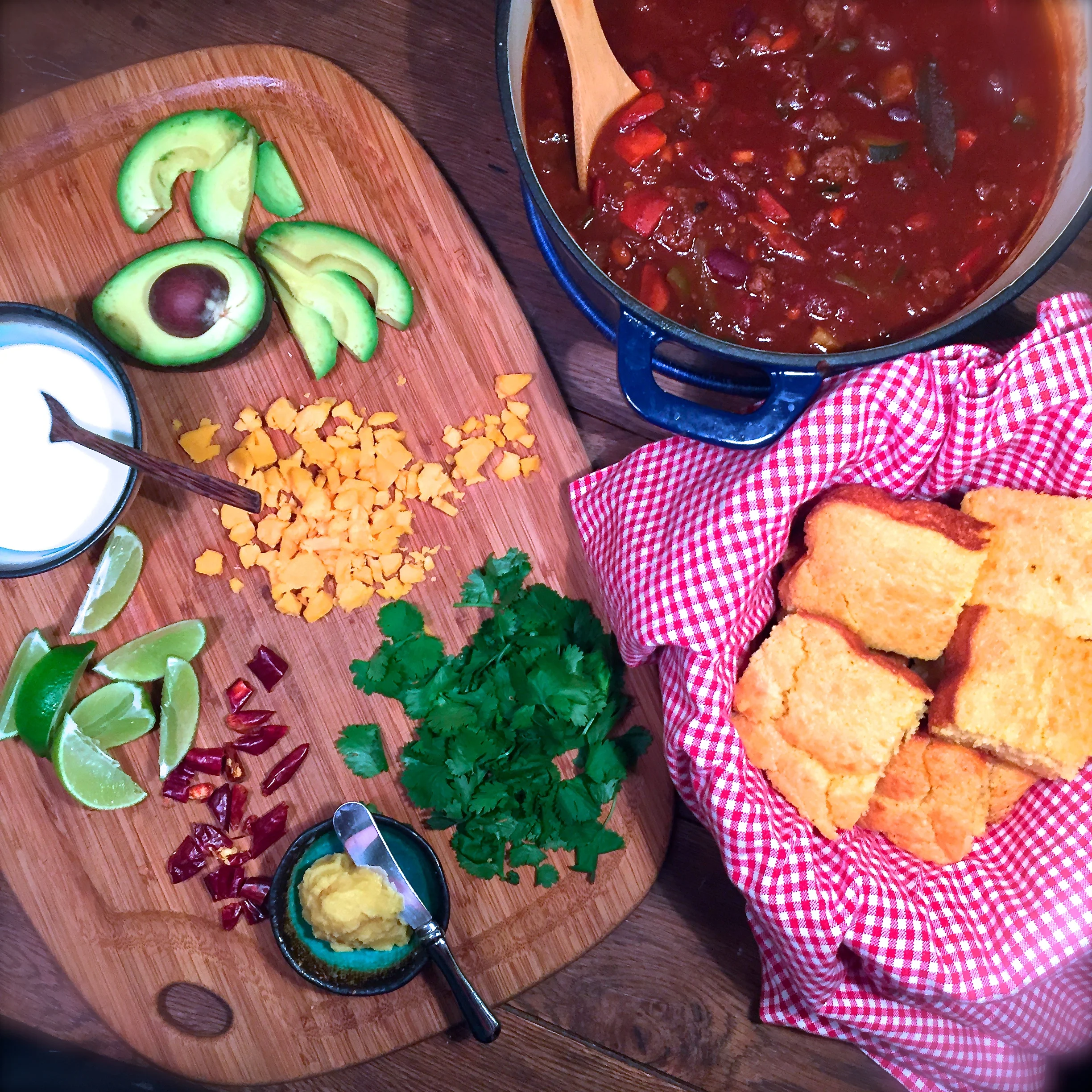 Game Meat For Game Day: Beer And Sriracha Bison Chili With Cornbread + Honey Butter