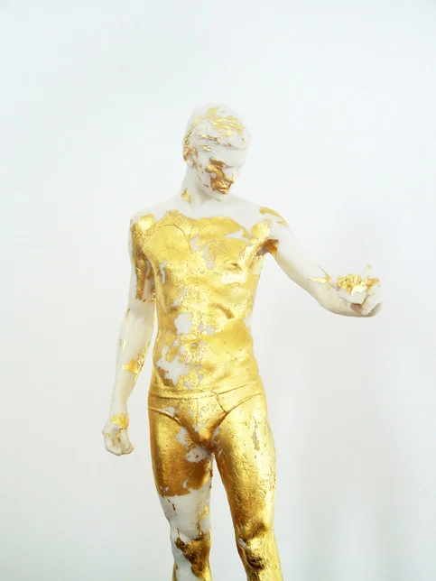 Sebastian, Carrara marble, gold leaf, unique version in collaboration with Casey Spooner