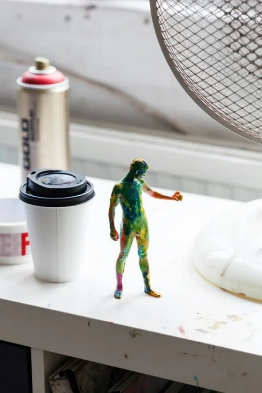 Sebastian, Carrara marble, paint, unique version in collaboration with Andrew Salgado