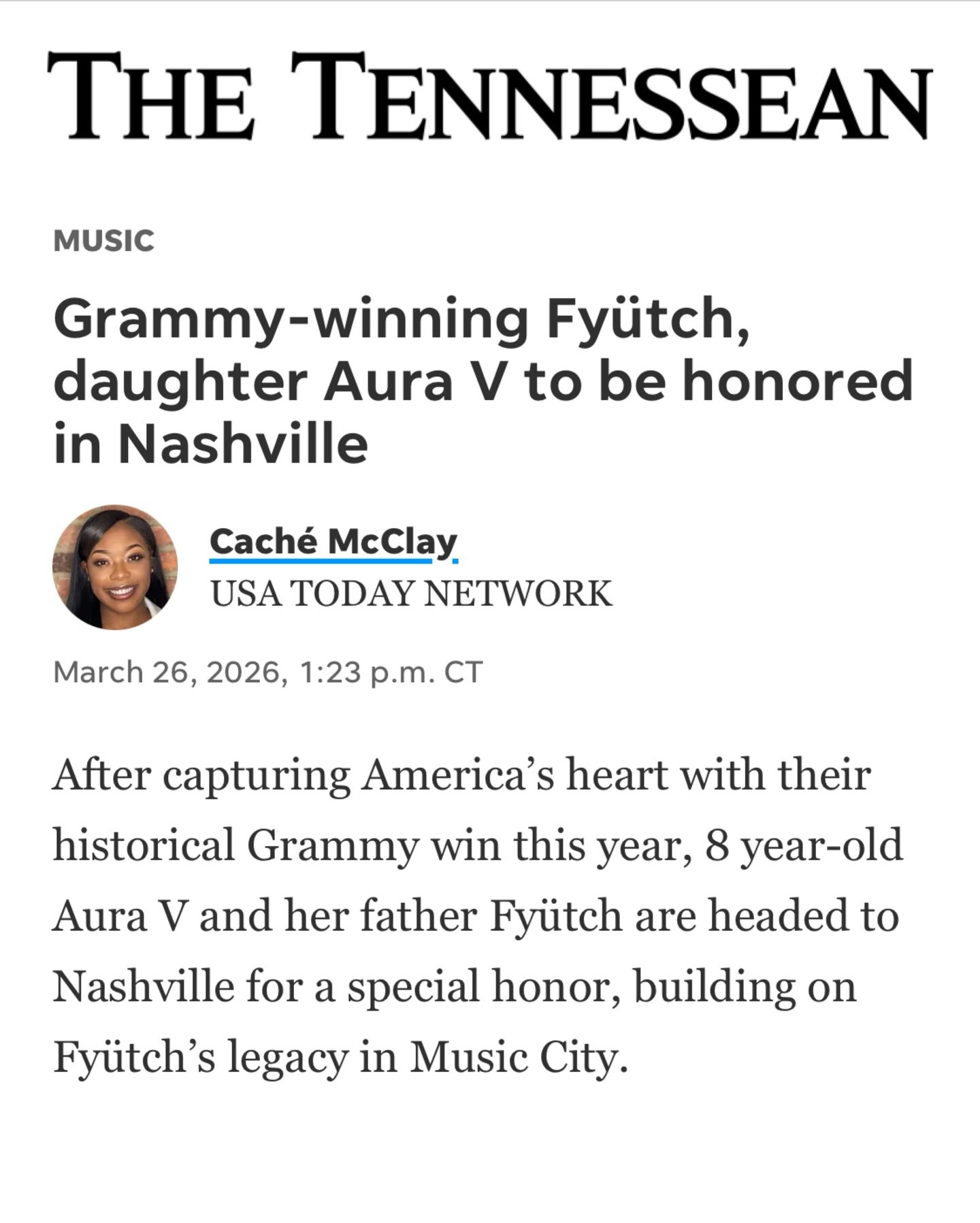 Nashville, I&rsquo;m back! Thank you, Tennessean for the warm welcome! Lovely article by @cachemcclay 🙌🏾

Saturday we are at @thenmaam 10 am!
Monday at @nashvillesymphony 7 pm!

#nashville #nashvilletn #musiccity