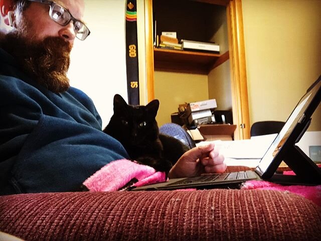 Storm helping out this morning with quotes and such!  #blackcatsofinstagram #workhelper #sommerscustompainting