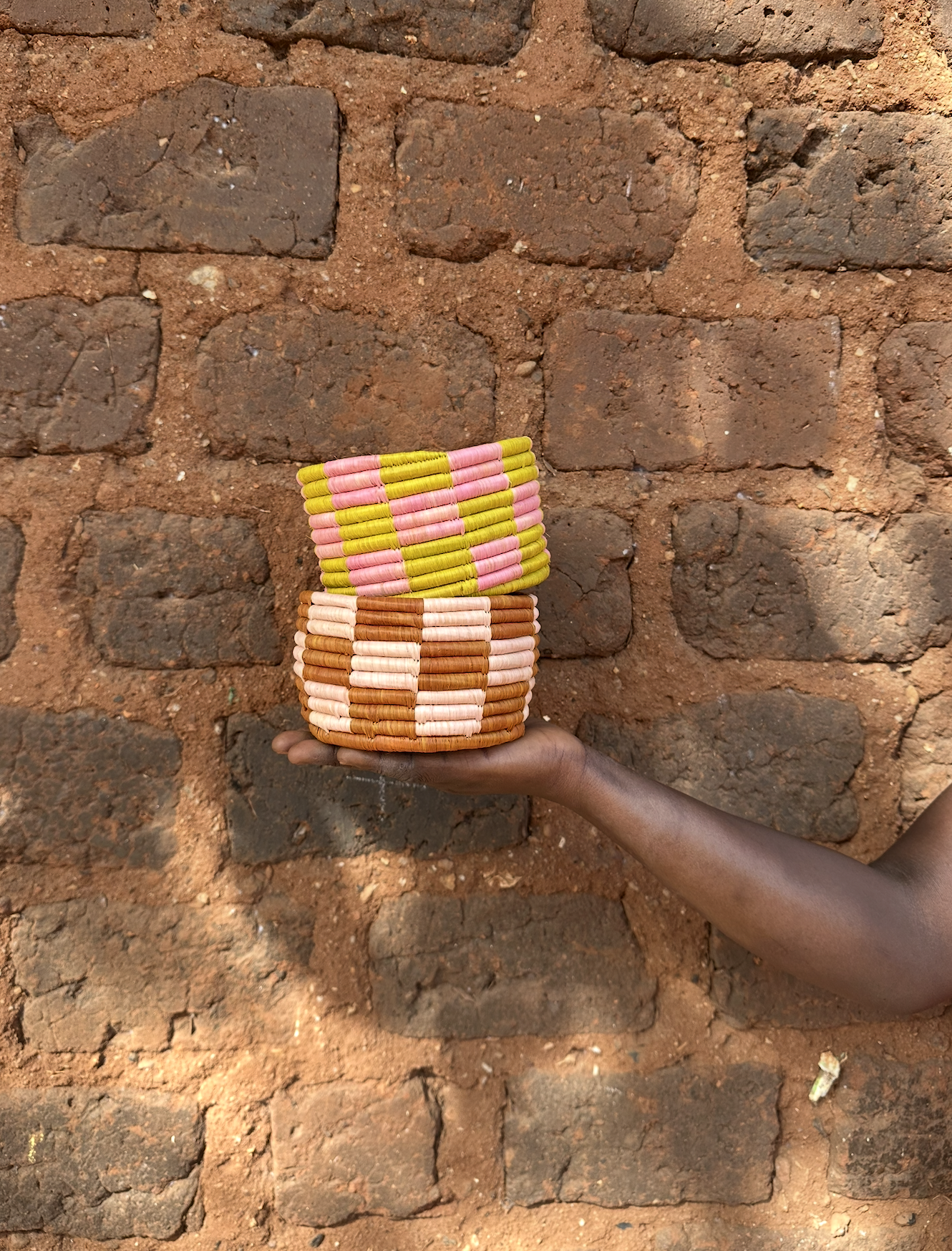 PREORDER - CHECKERED WOVEN MARGARET BASKET