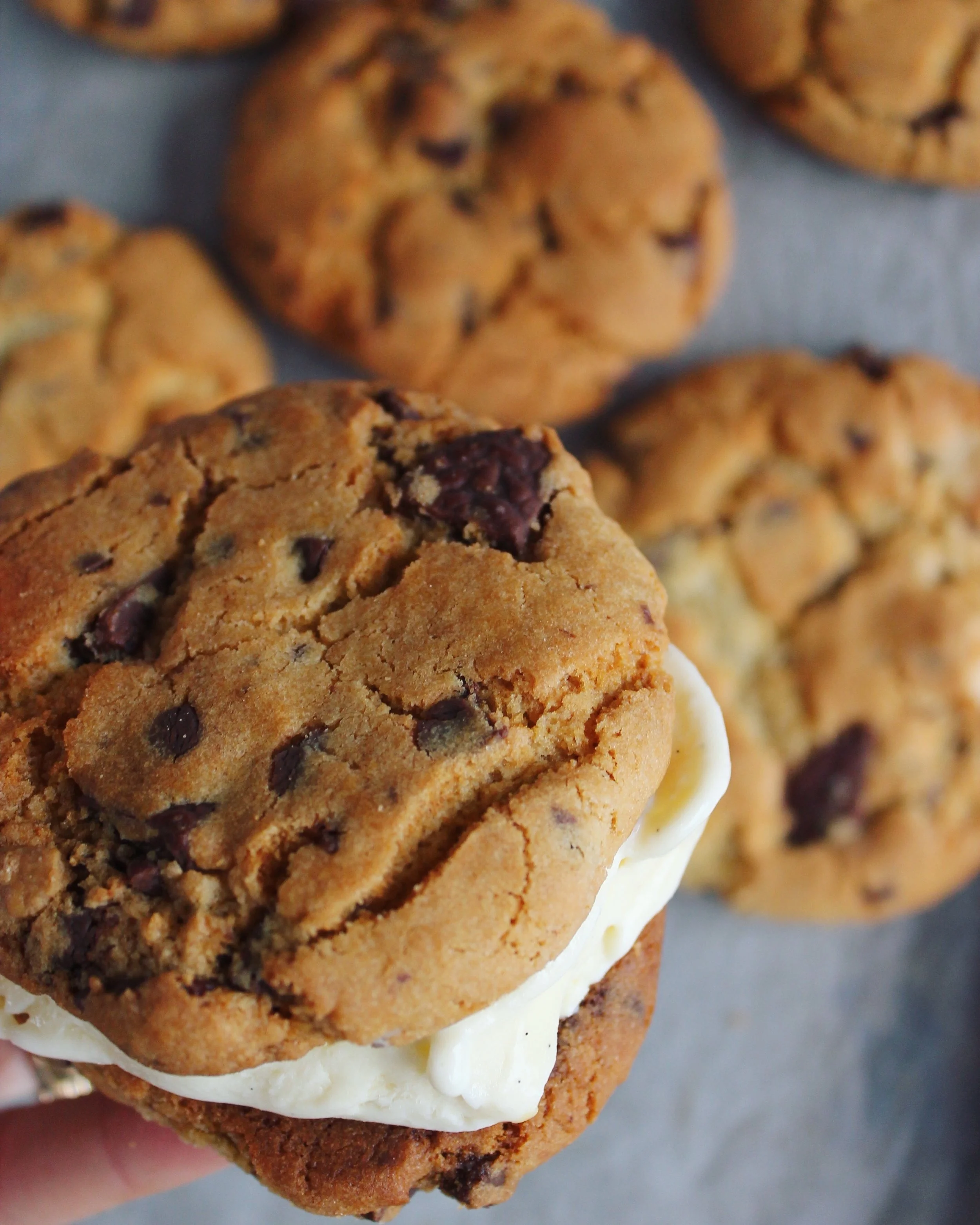 Healthy Icecream Choc Chip Cookie Sandwiches